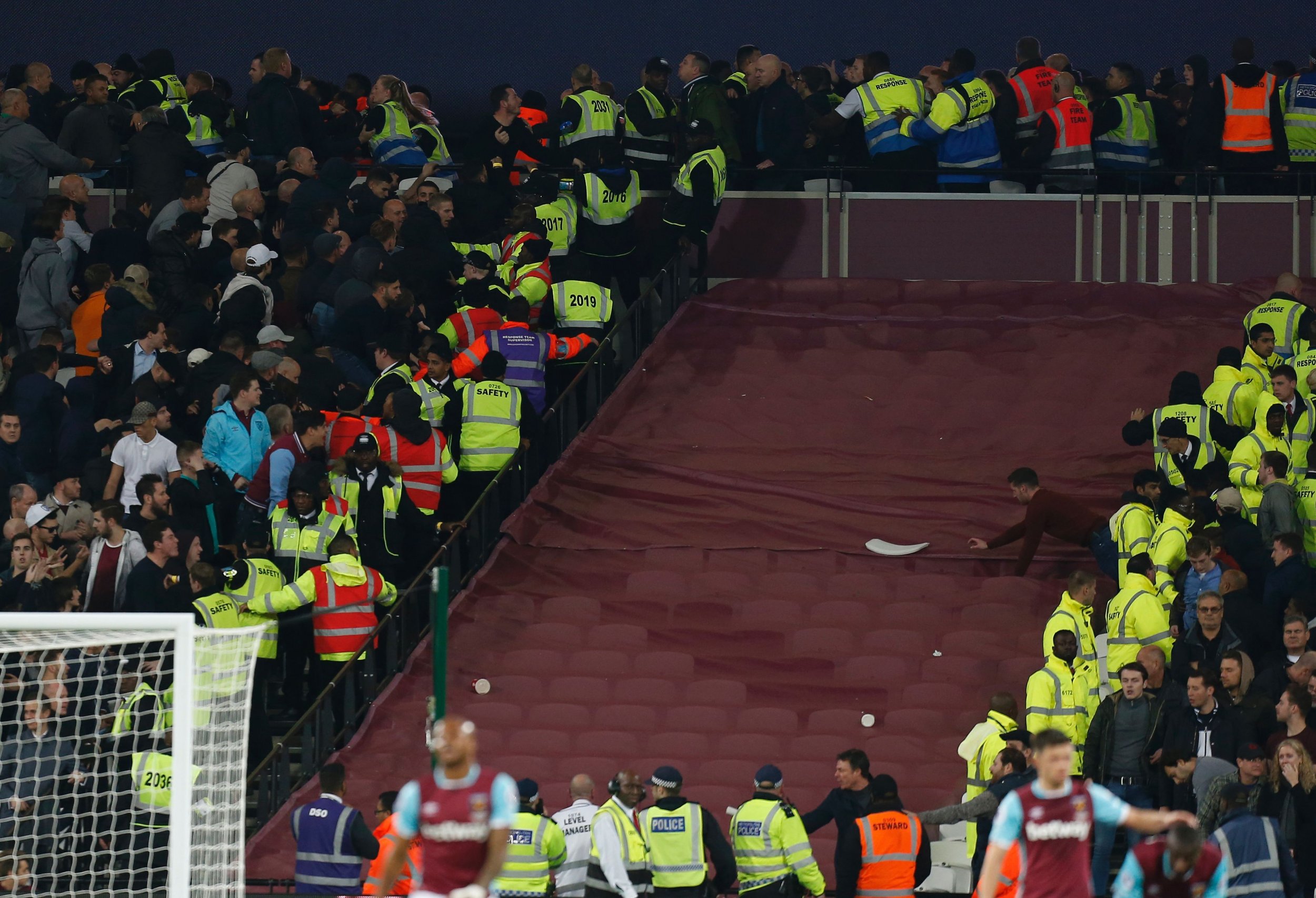 West Ham and Chelsea fans at the London Stadium