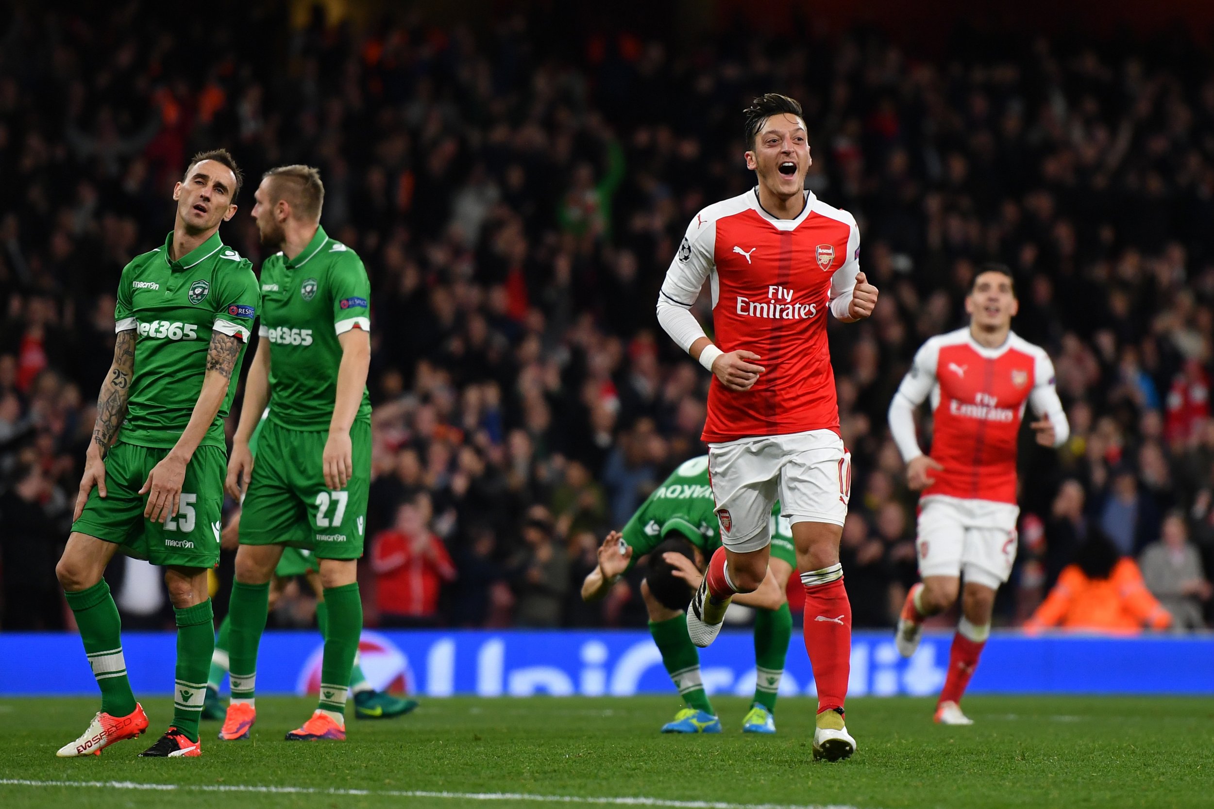 Arsenal star Mesut Ozil, second from right