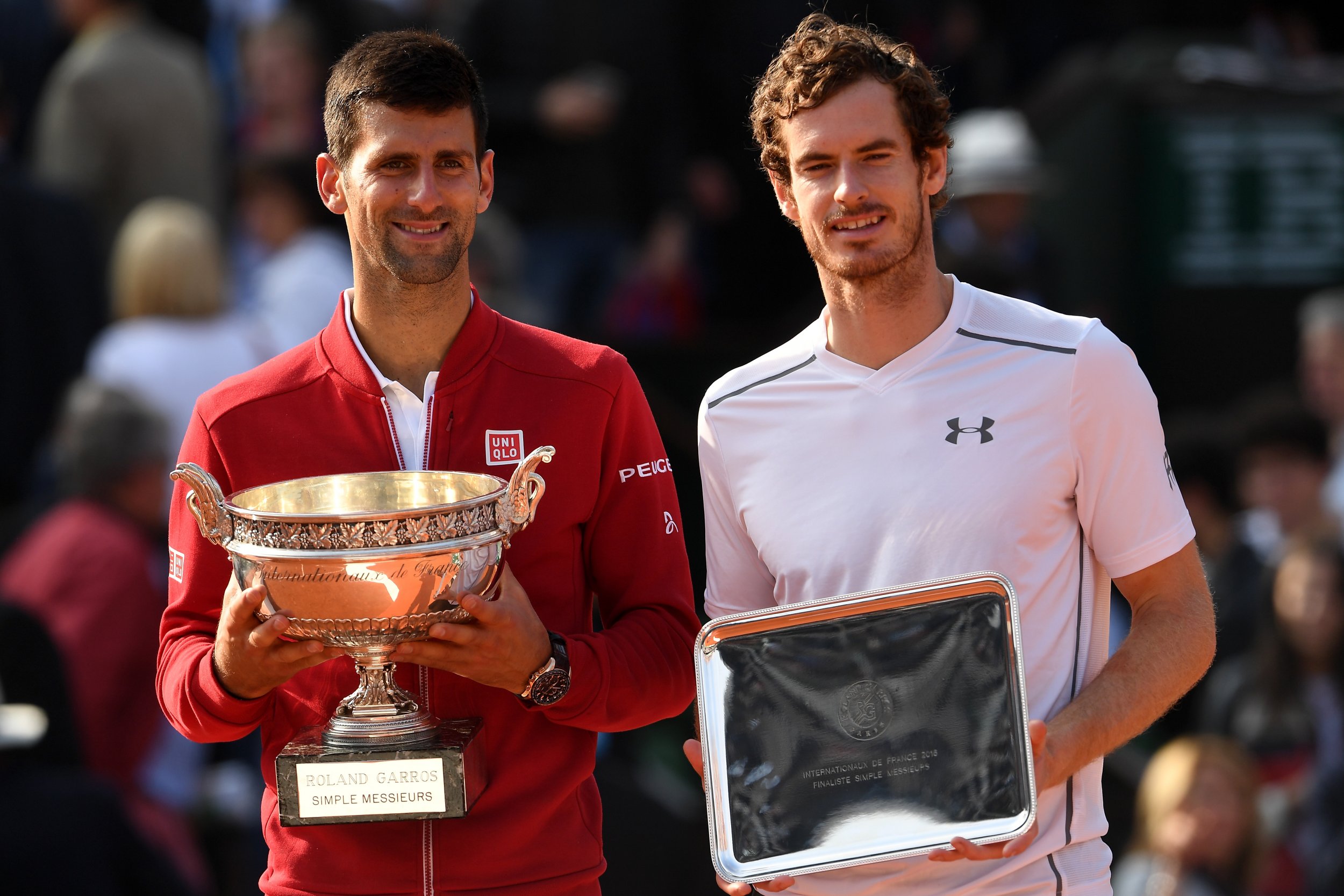 Andy Murray, right, with Novak Djokovic