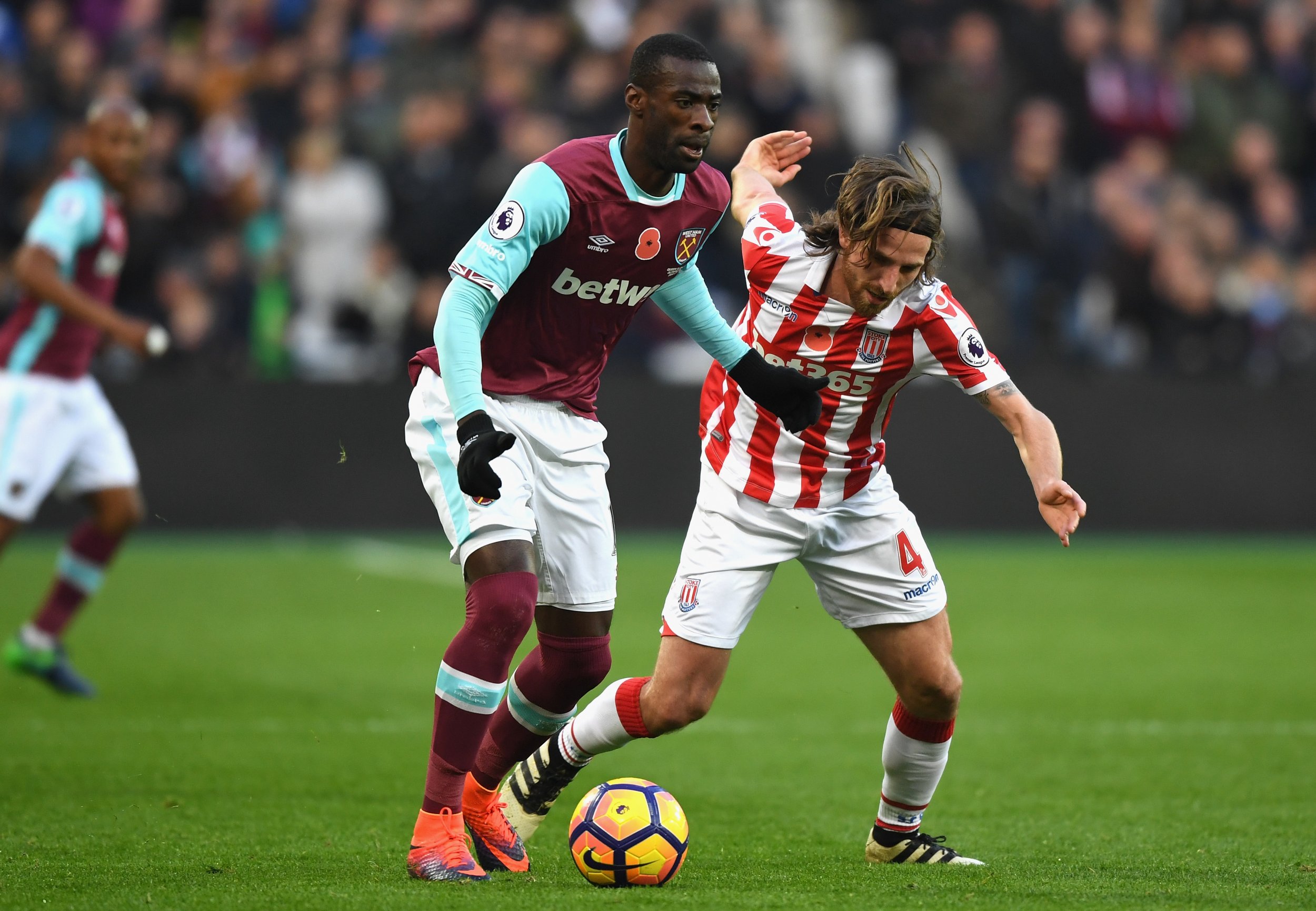 Pedro Obiang, left, with Joe Allen.