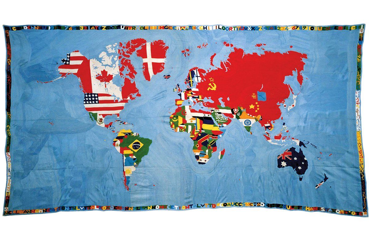 HOT本物保証Boetti、The Map of the World、希少画集画、新品額付 人物画