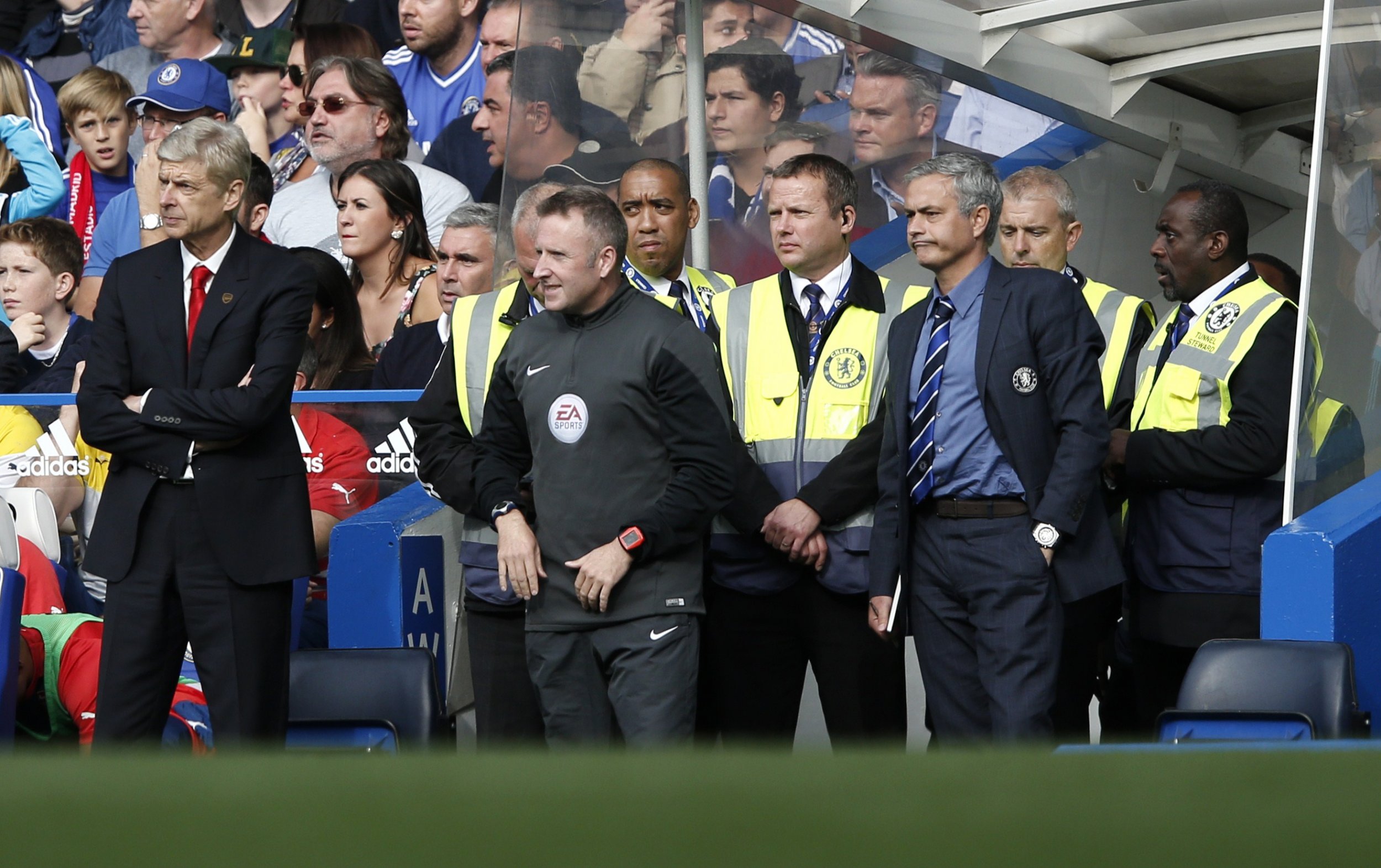 Arsene Wenger, left, with Jose Mourinho.