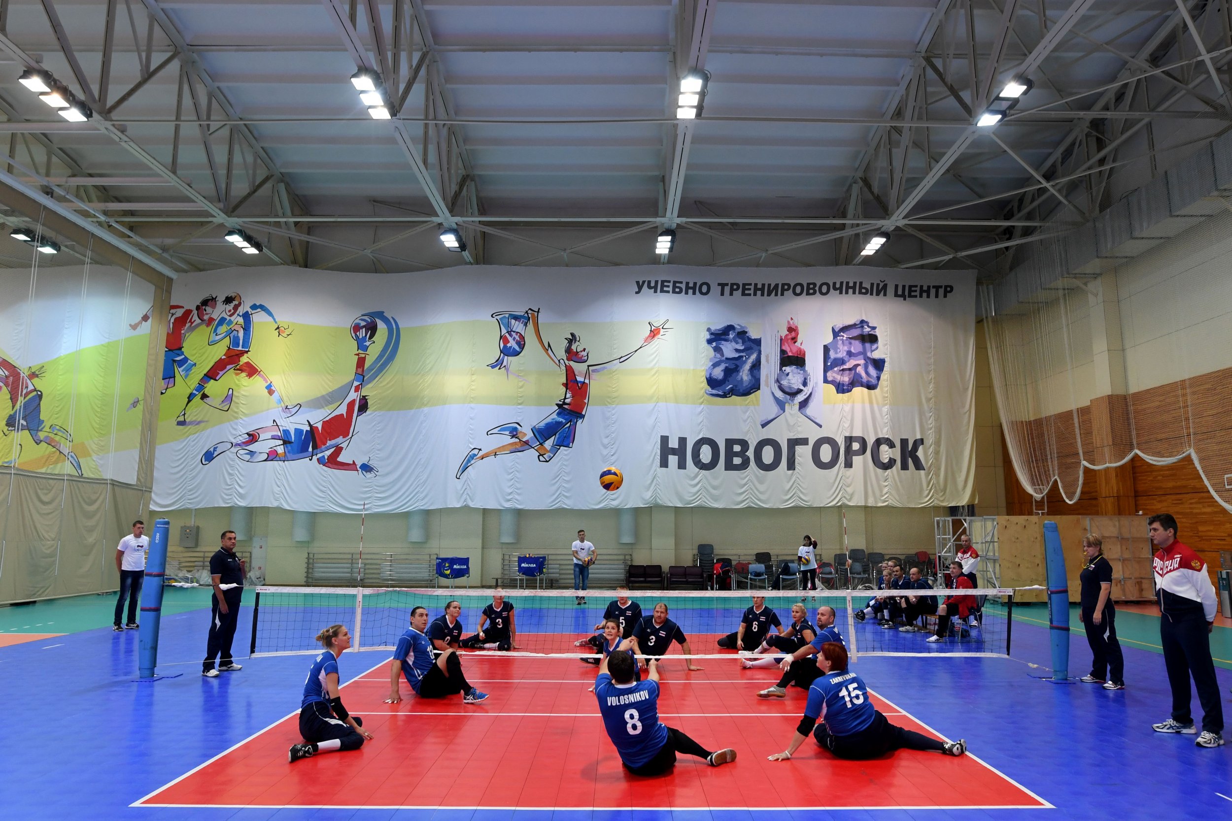 Russia's Paralympians compete in a volleyball game at the Novogorsk Training Center, outside Moscow.