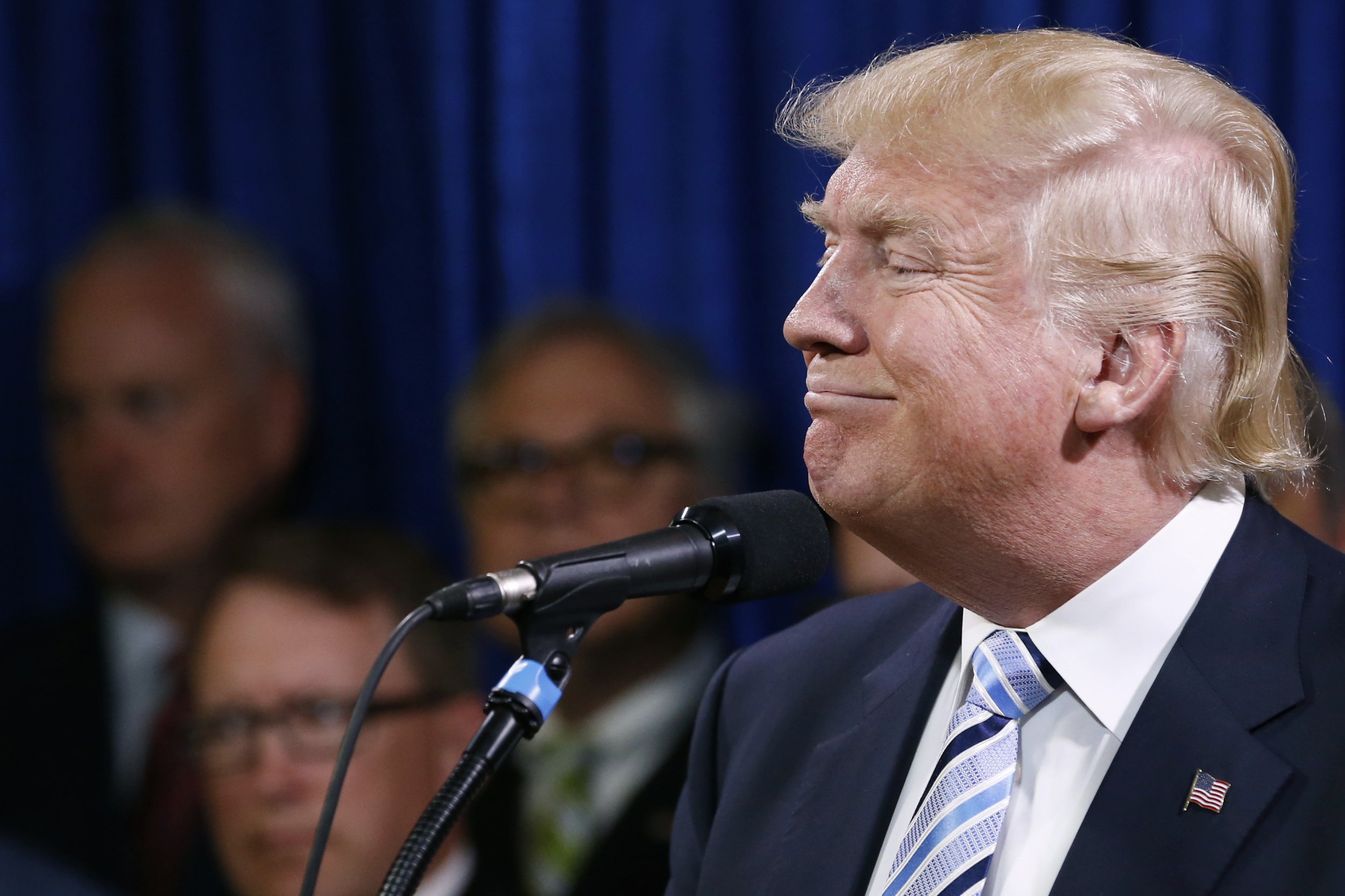 Donald Trump at a press conference in North Dakota