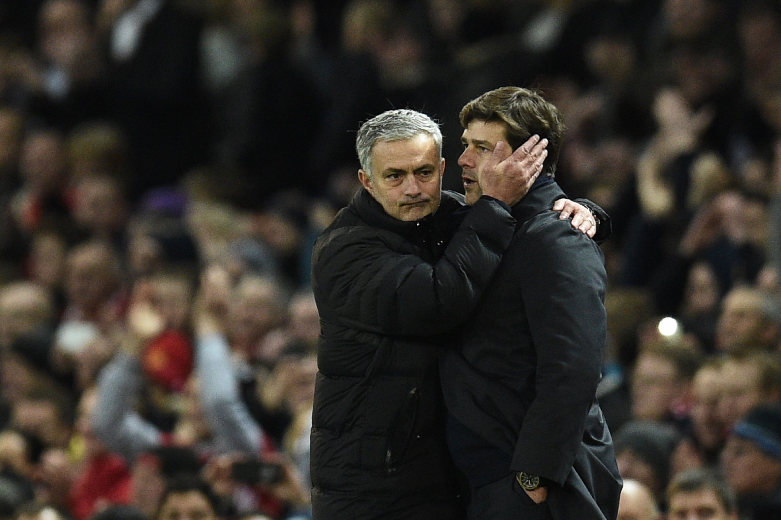 Jose Mourinho, left, with Mauricio Pochettino