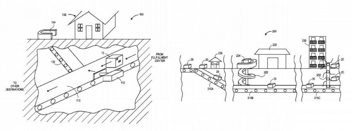 amazon patent tunnel delivery system