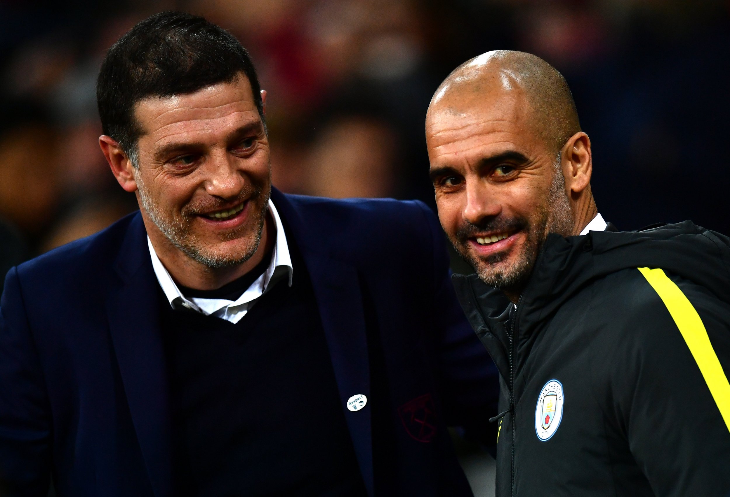 Manchester City manager Pep Guardiola, right.