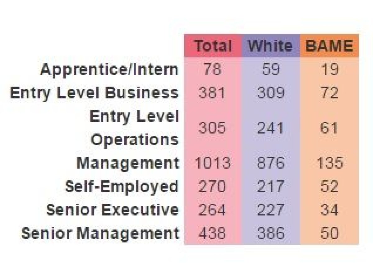 UK Music diversity study - white vs BAME employees