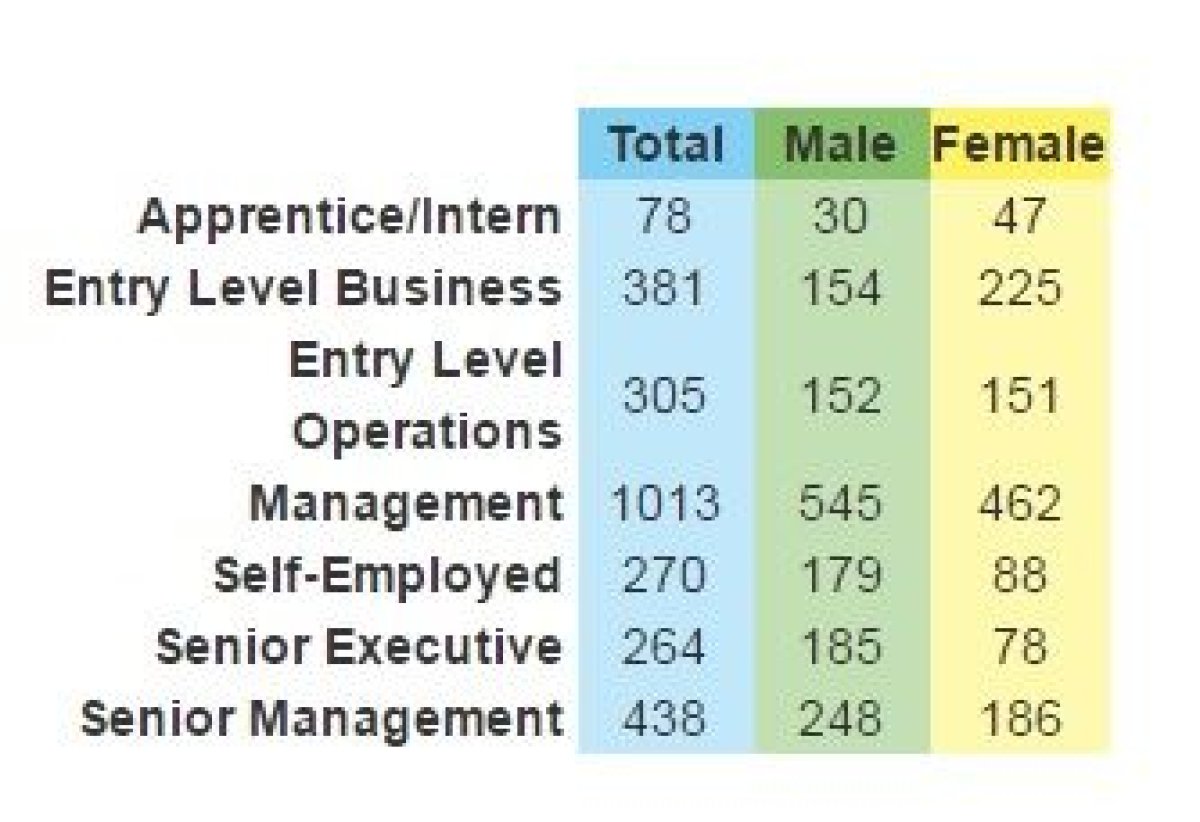 UK Music diversity study - male versus female employees