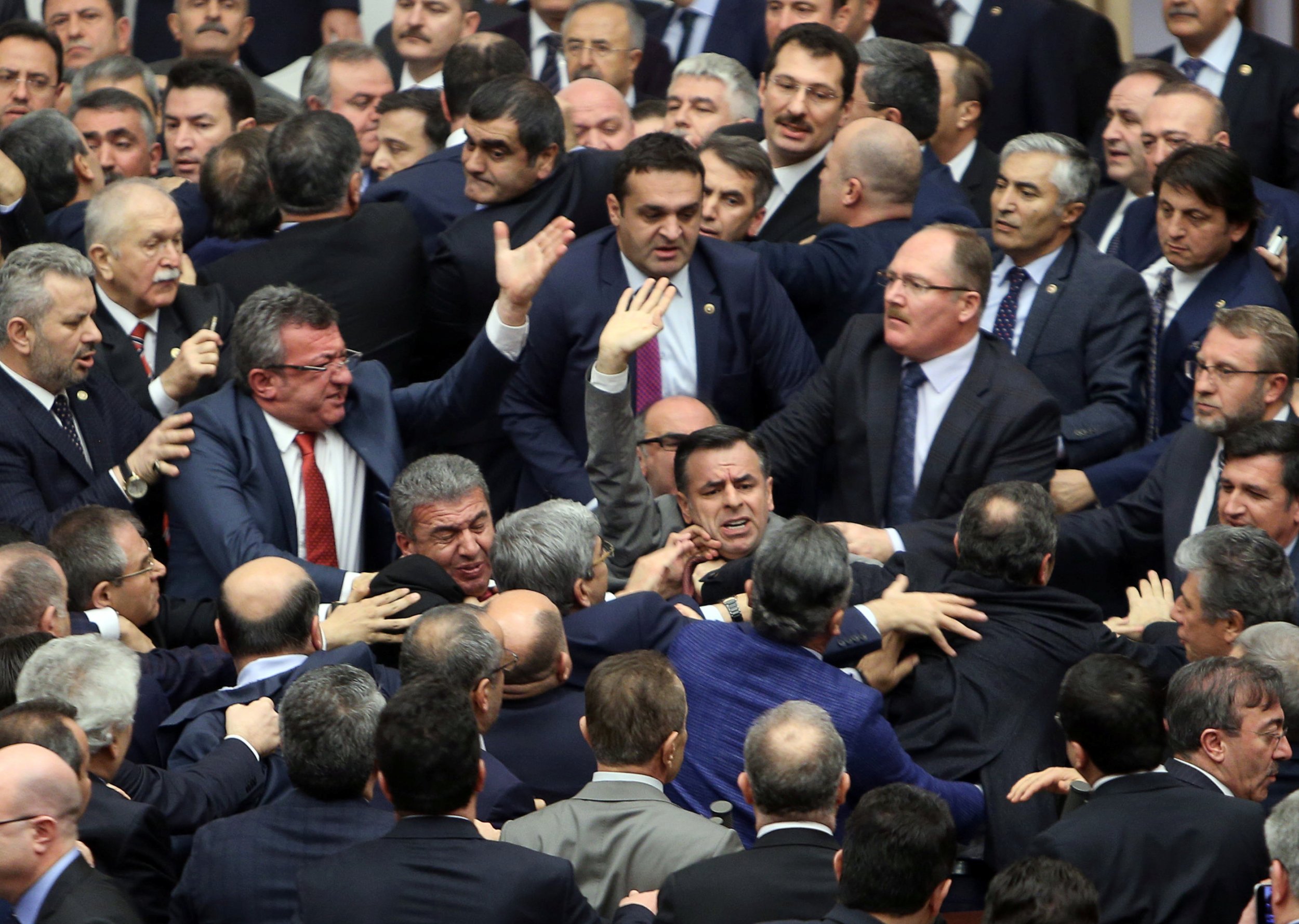Lawmakers brawl in Turkey's parliament