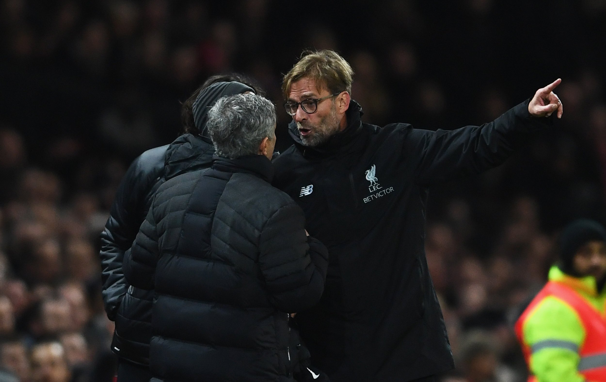 Jose Mourinho, left, with Jurgen Klopp.