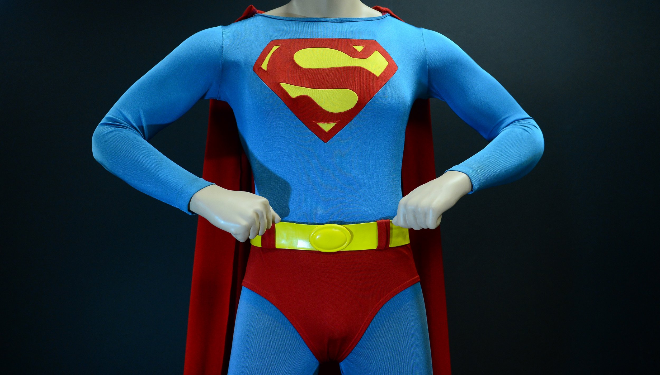Superman costume worn by Christopher Reeve
