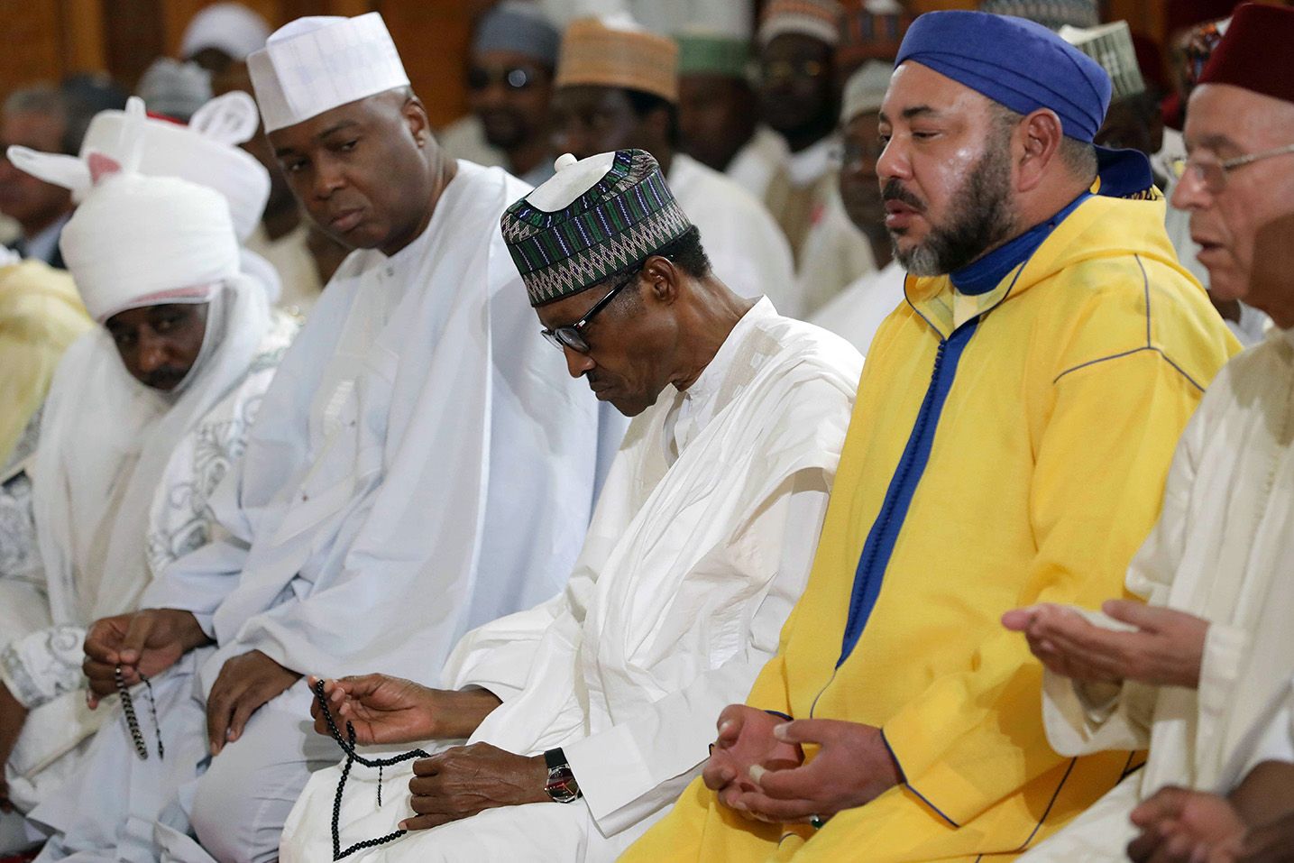 Saraki, Buhari and King of Morocco
