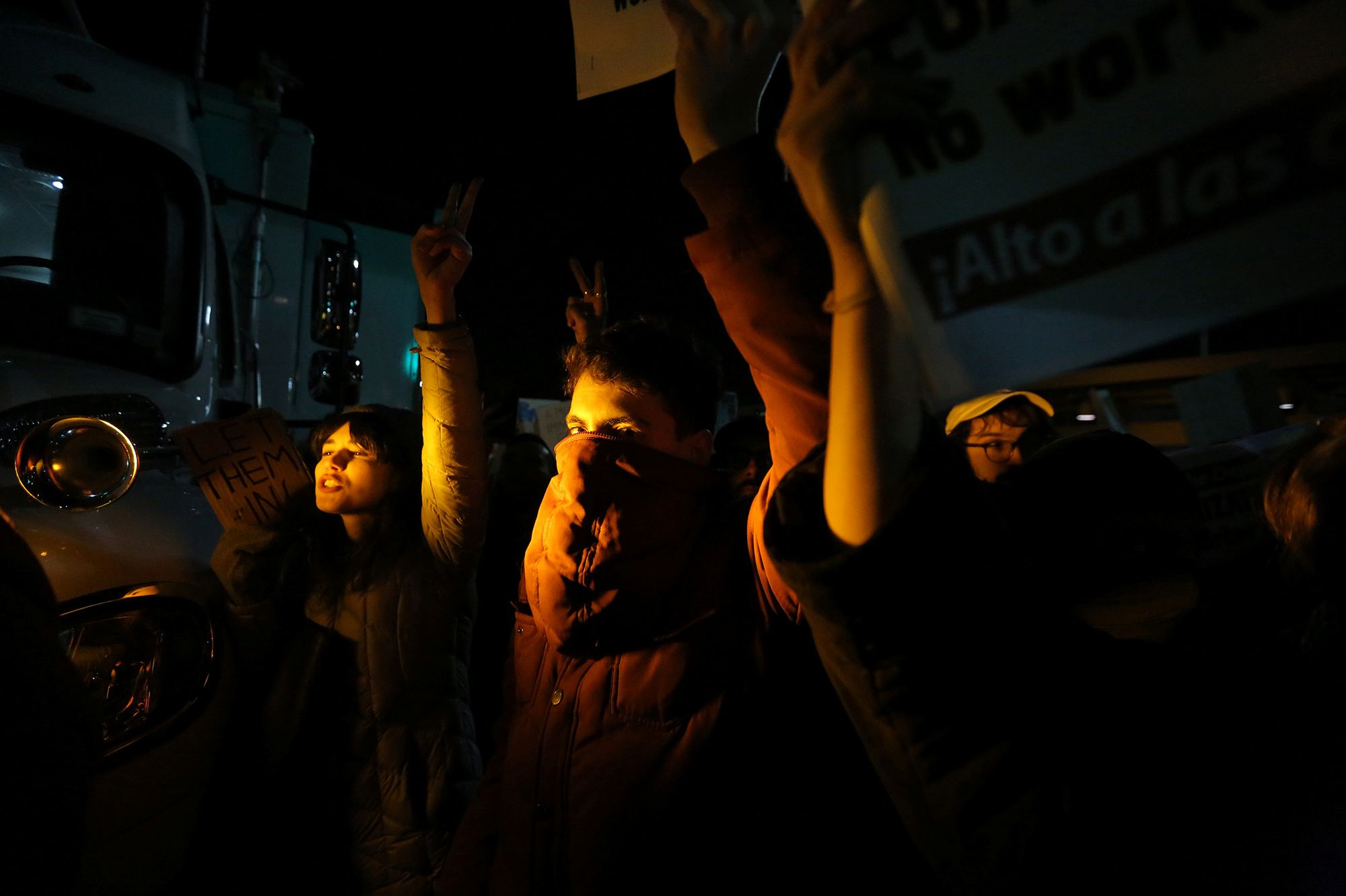 Protesters of the travel ban in JFK, NYC