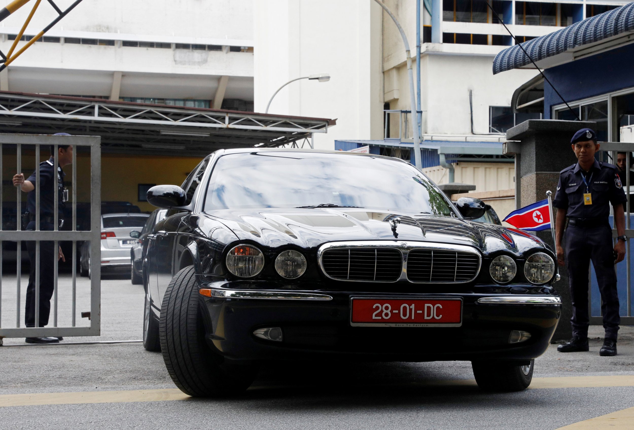 A North Korean car leaves the morgue