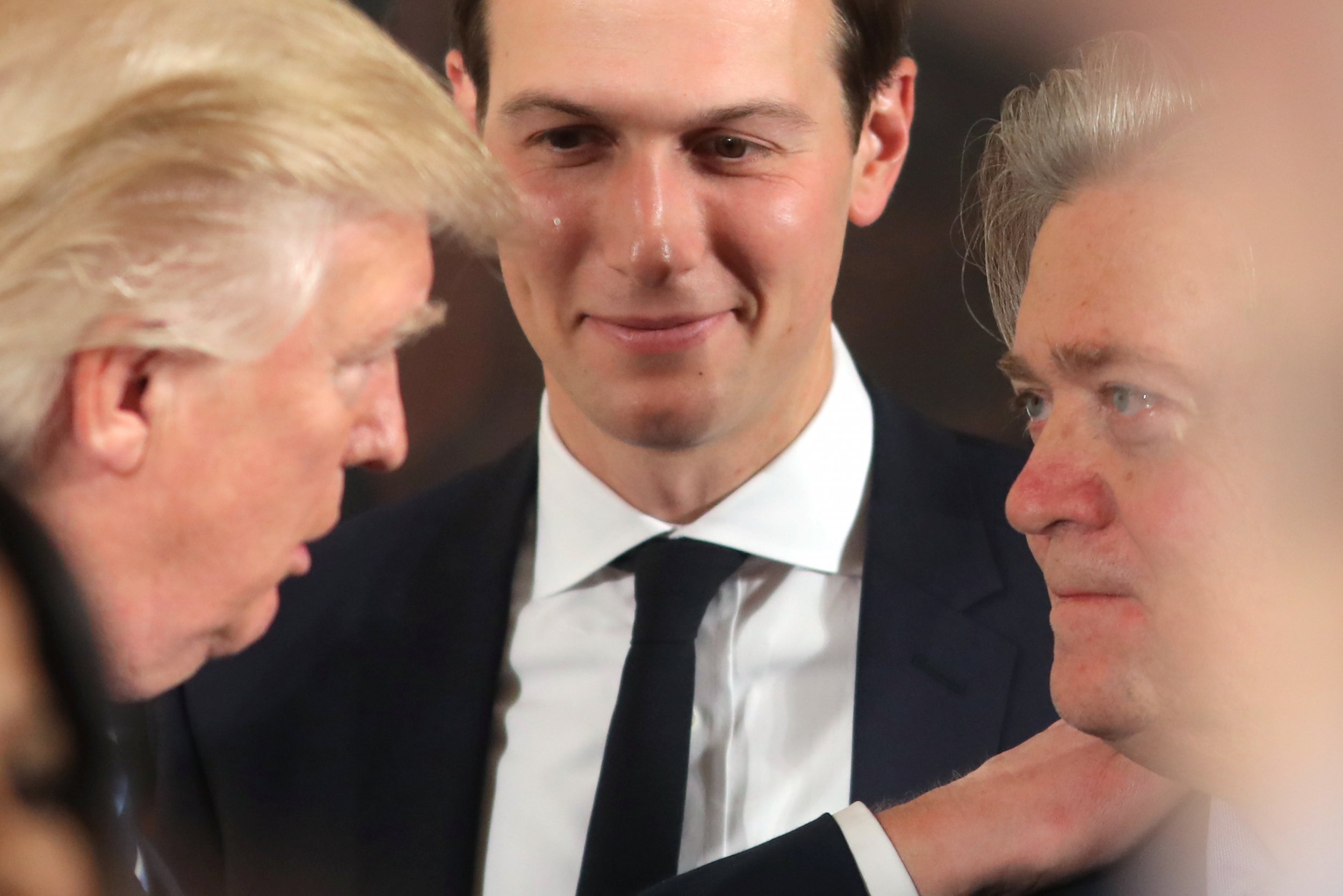 Jared Kushner with Donald Trump and Steve Bannon