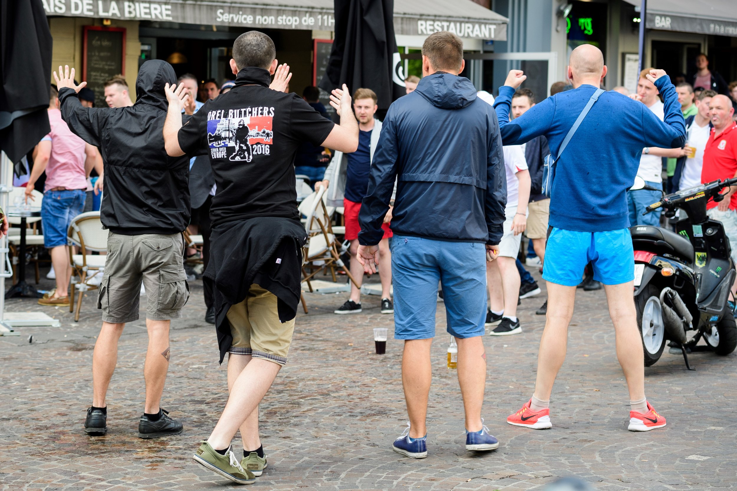 Russian and English football supporters clash in Lille, France, June 14 2016.