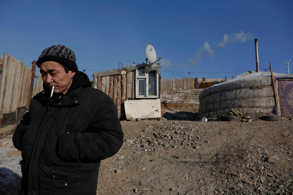 Man smoking cigarette in Ulaanbaatar