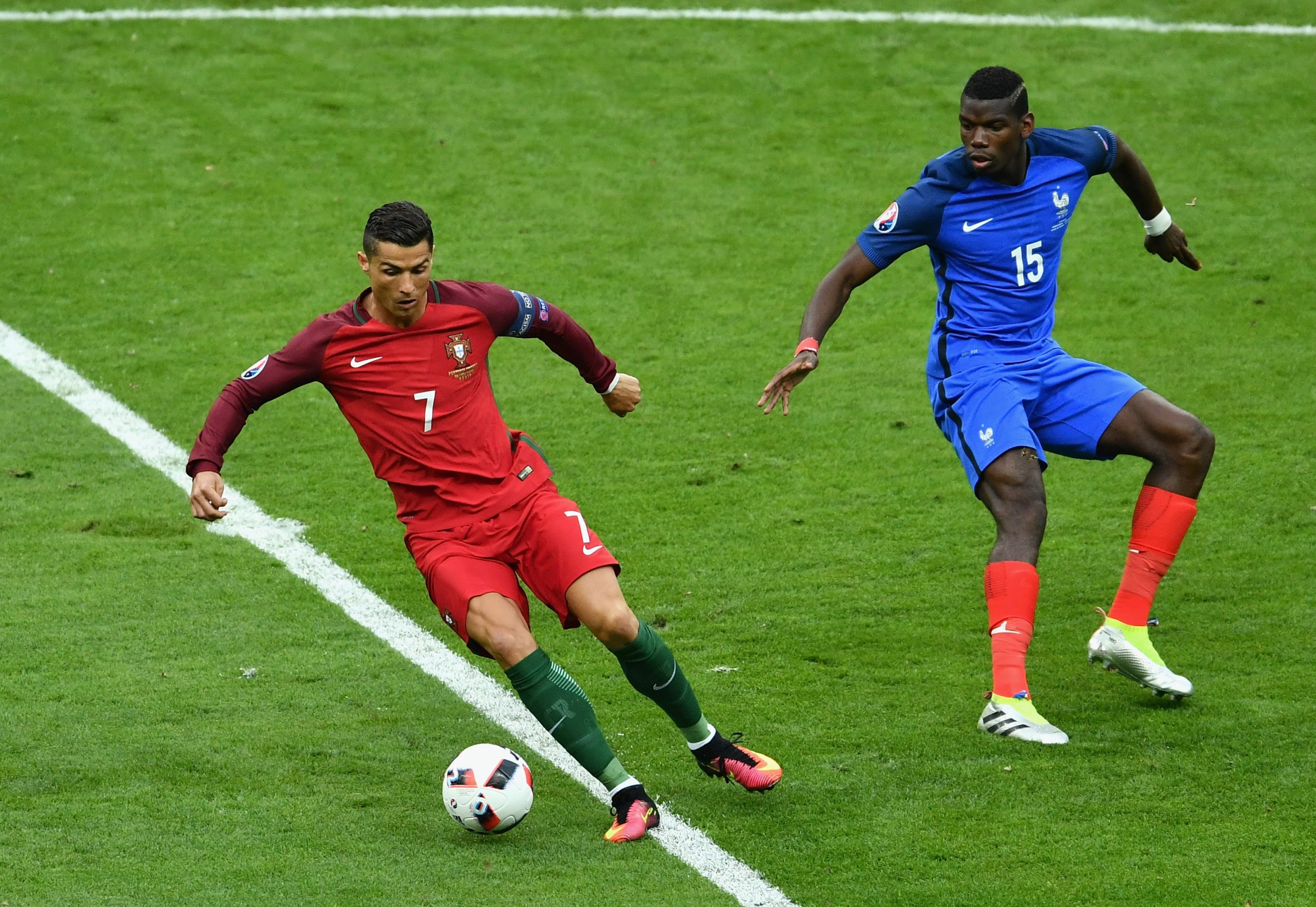 Cristiano Ronaldo, left, with Paul Pogba.