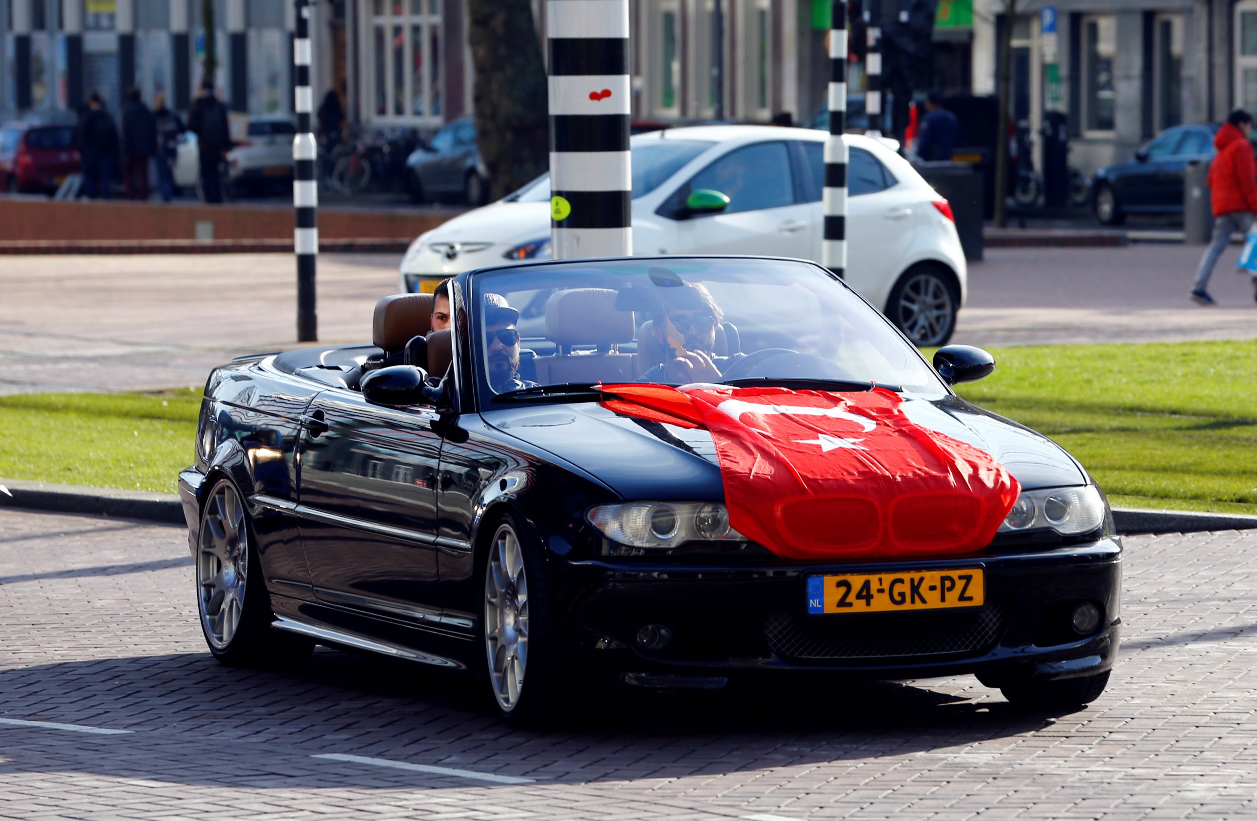 Turkey flag on car in Netherlands