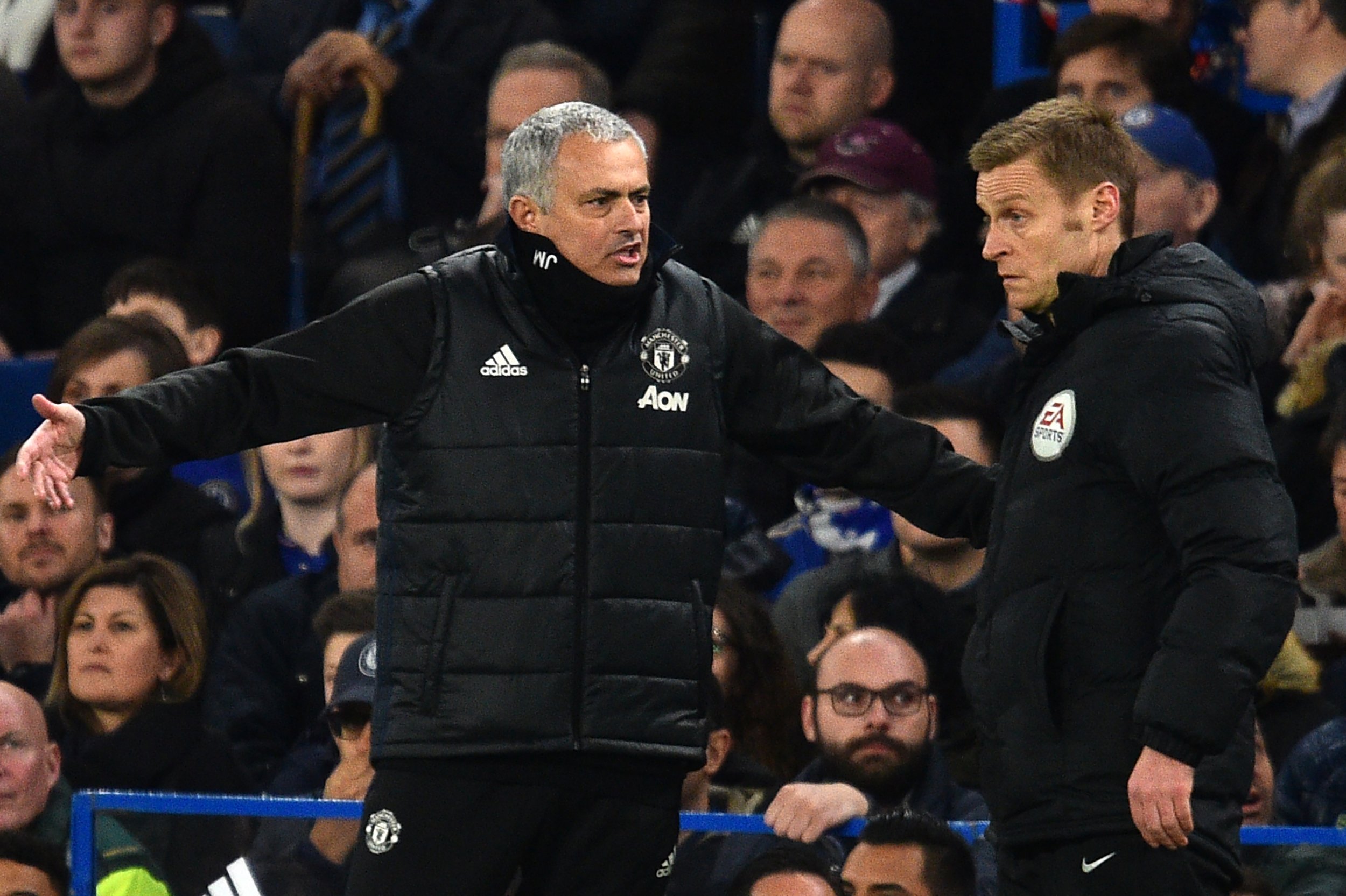 Manchester United manager Jose Mourinho, left.