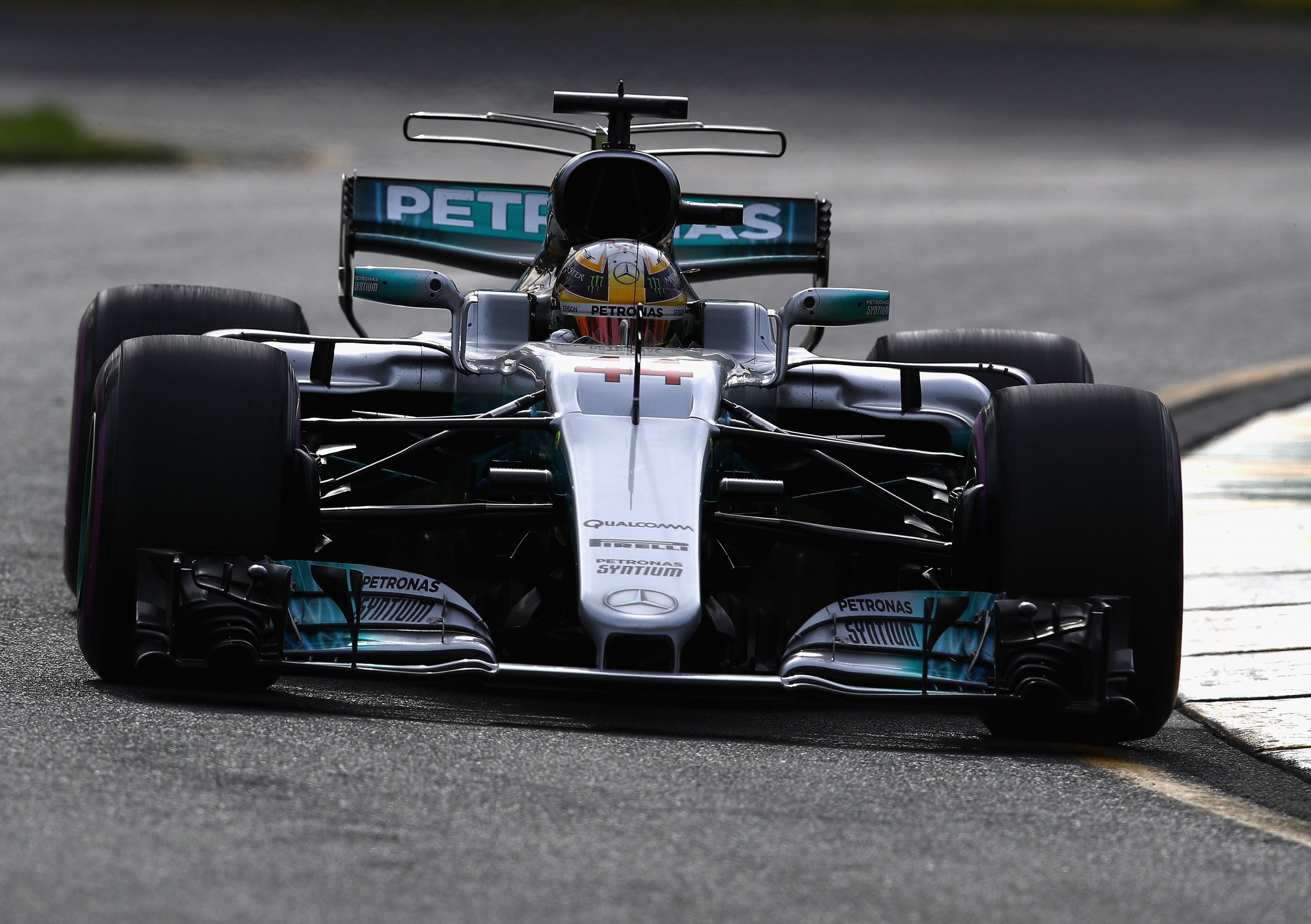 Lewis Hamilton in his Mercedes-AMG F1 WO8 at Albert Park, Melbourne, March 24.