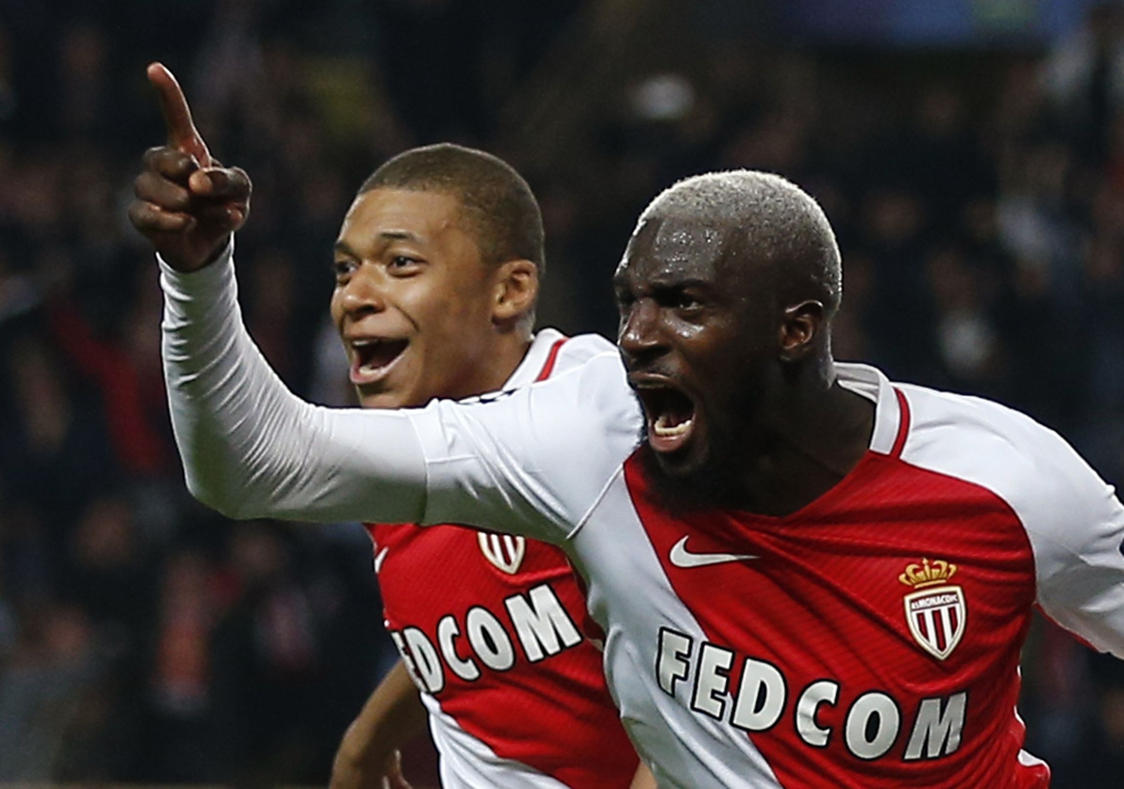 AS Monaco midfielder Tiemoue Bakayoko, front right.