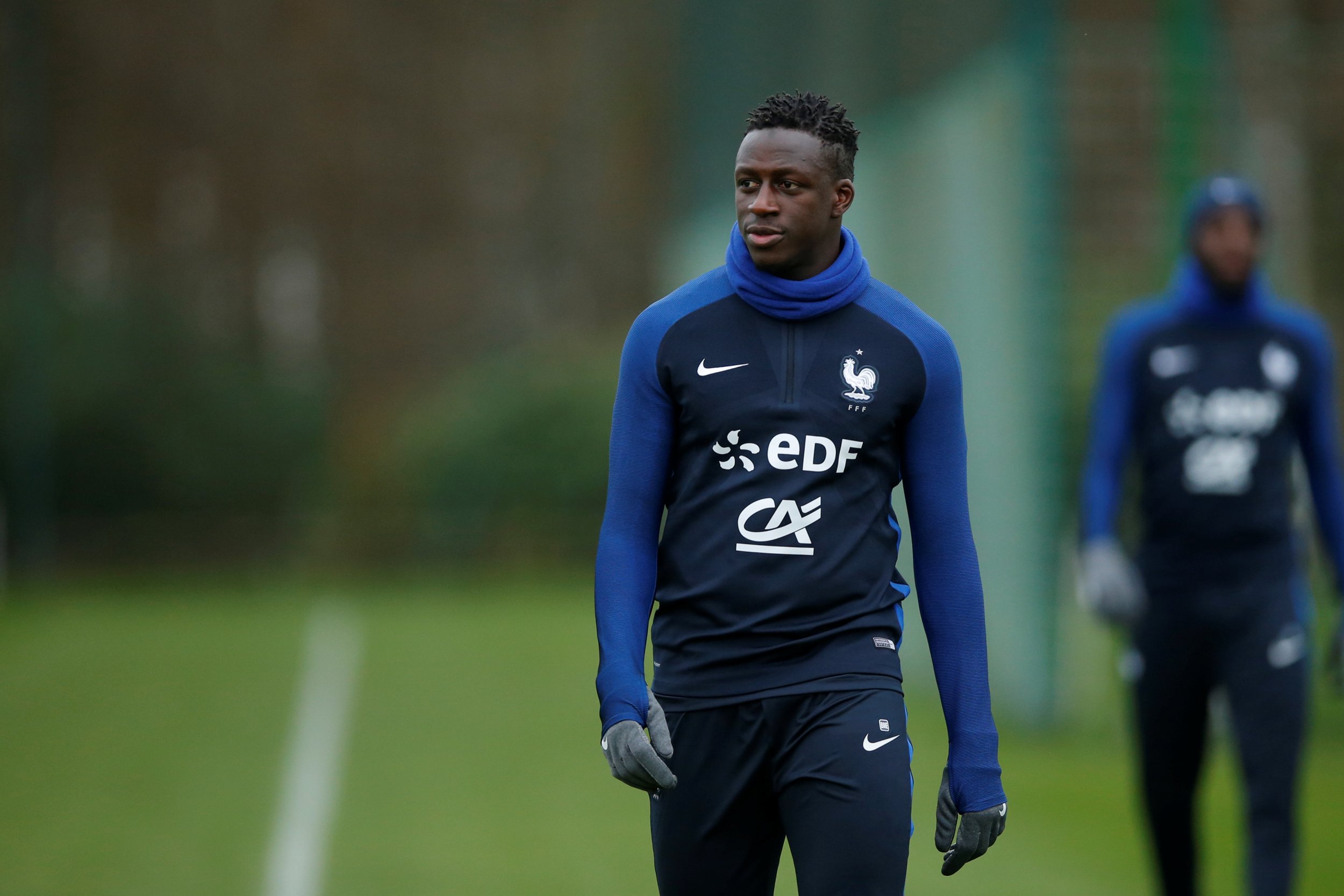 Benjamin Mendy of AS Monaco and France attends a training session at Clairefontaine, France, March 20.