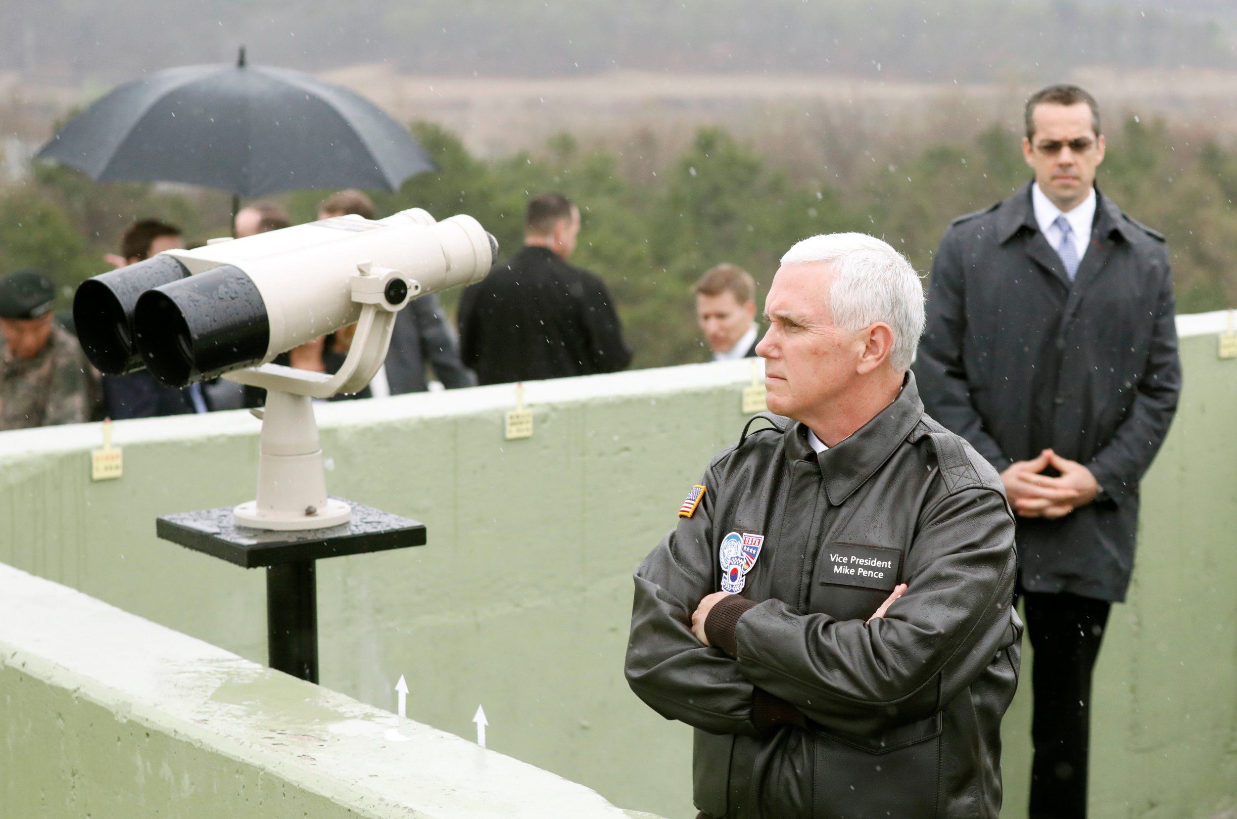 Mike Pence looks out over the DMZ