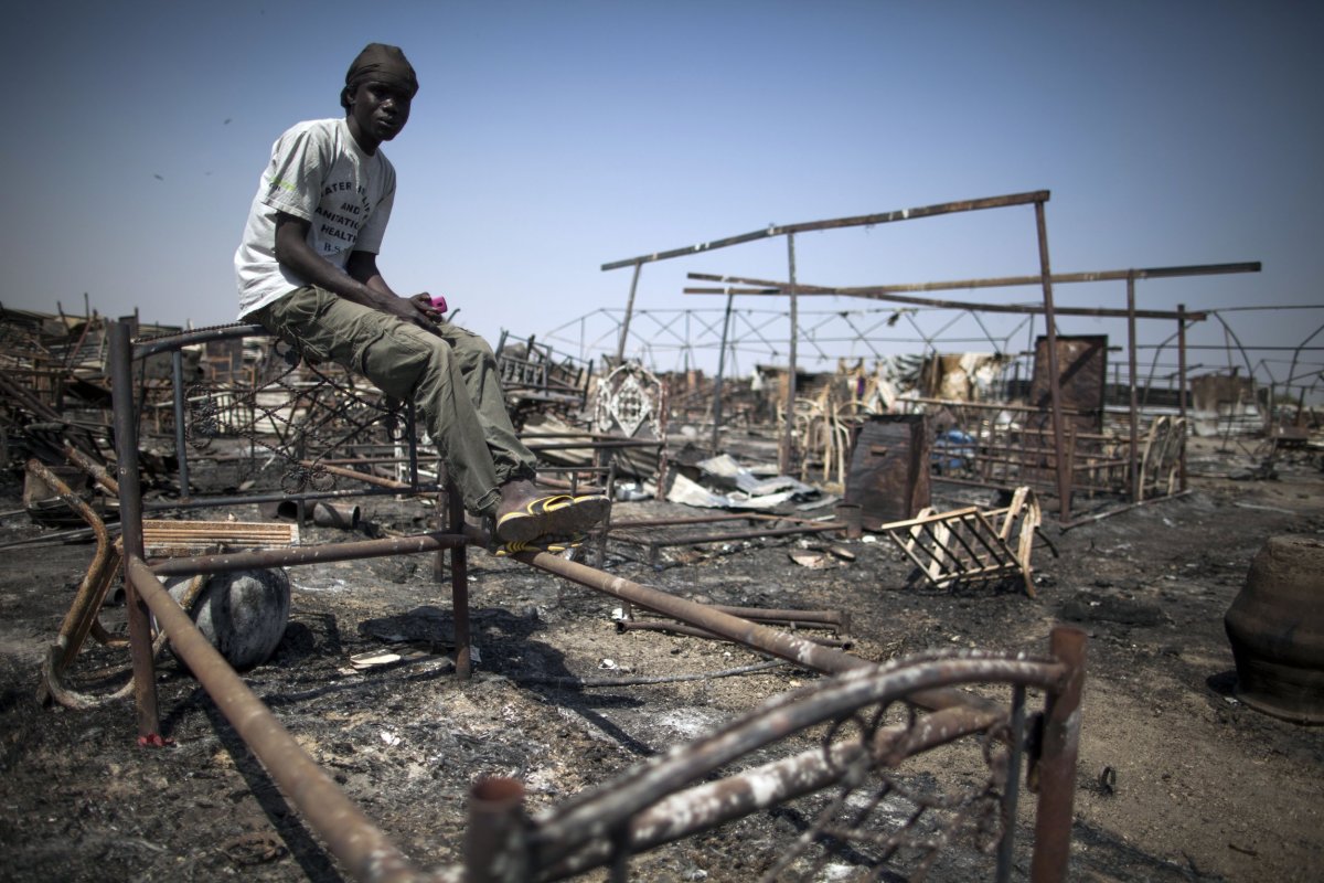 Burnt U.N. site in South Sudan