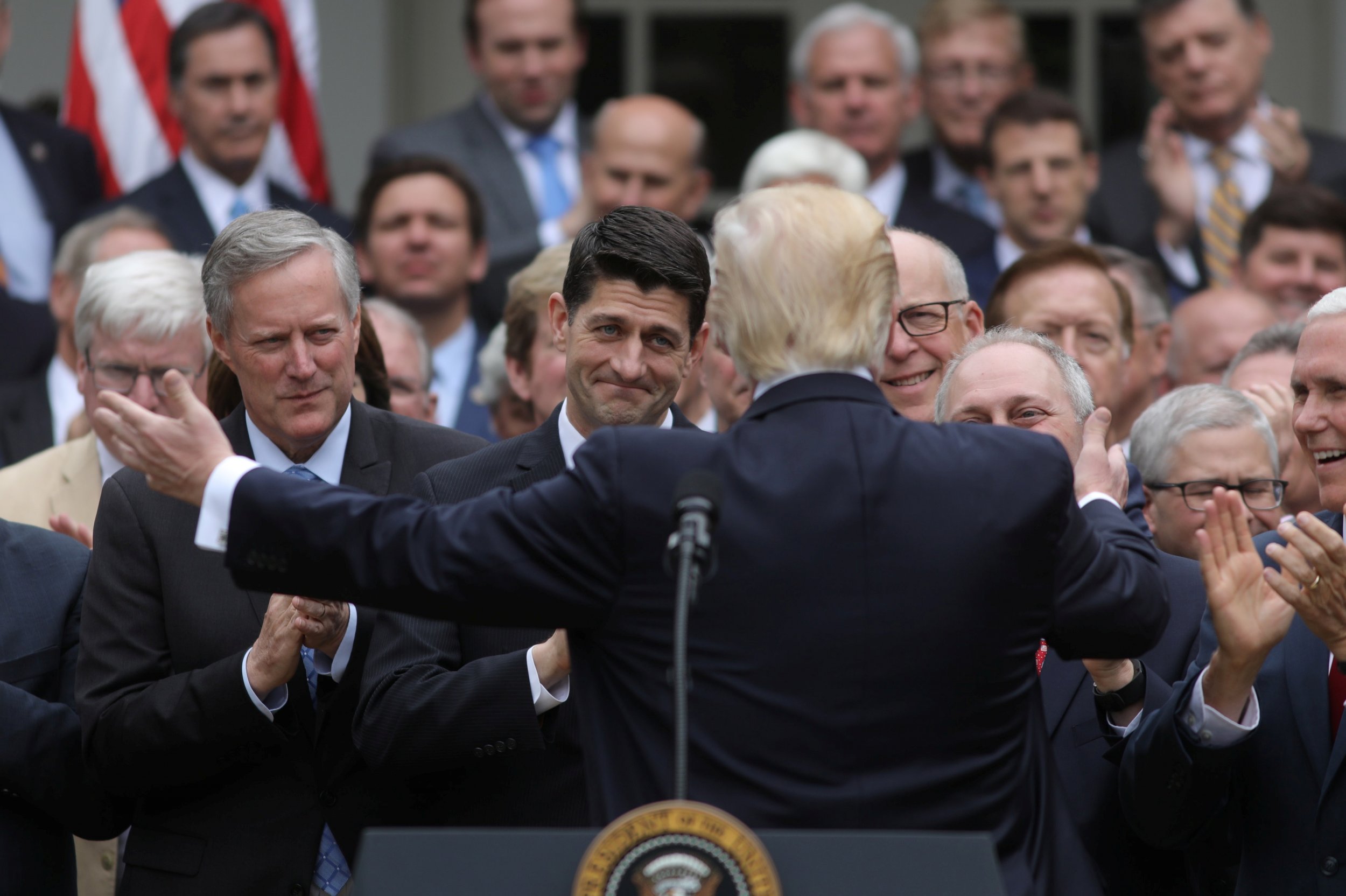 Donald Trump in the Rose Garden with Republicans