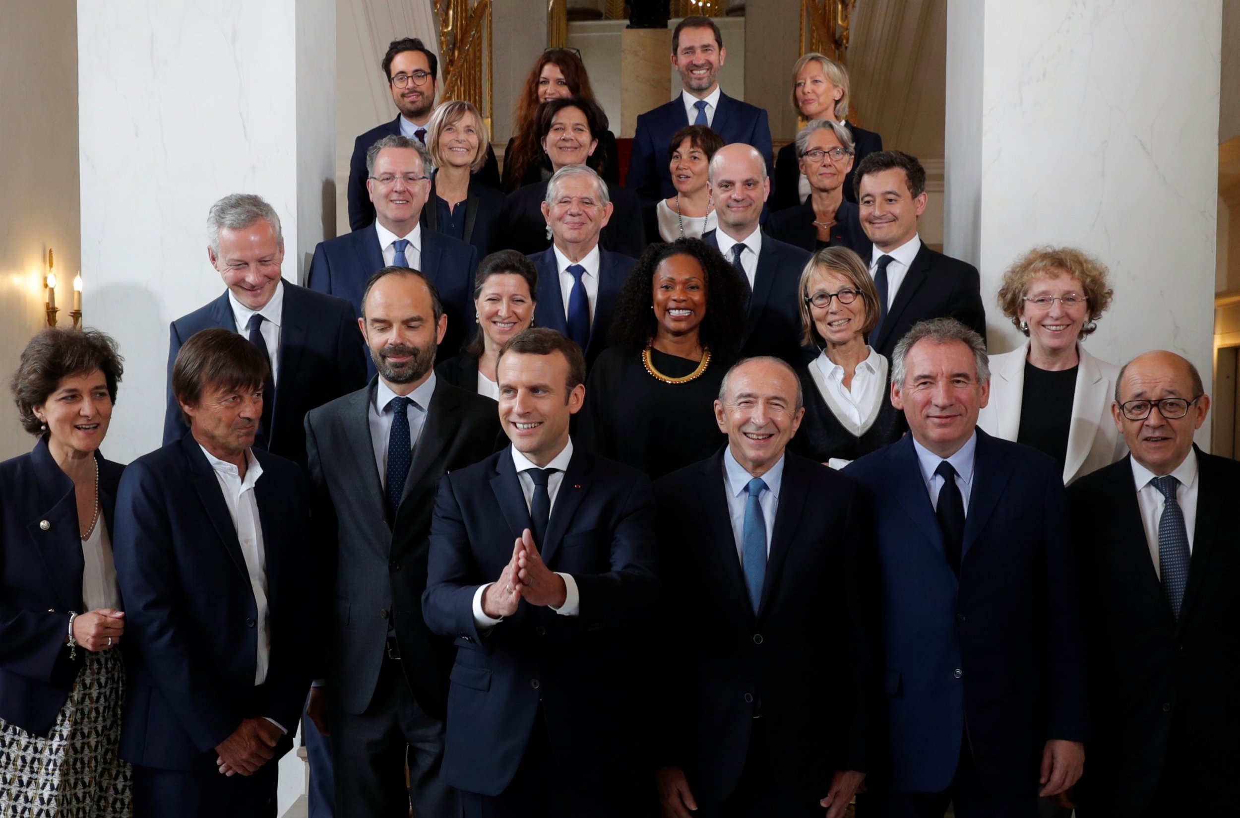 French President Emmanuel Macron and his cabinet