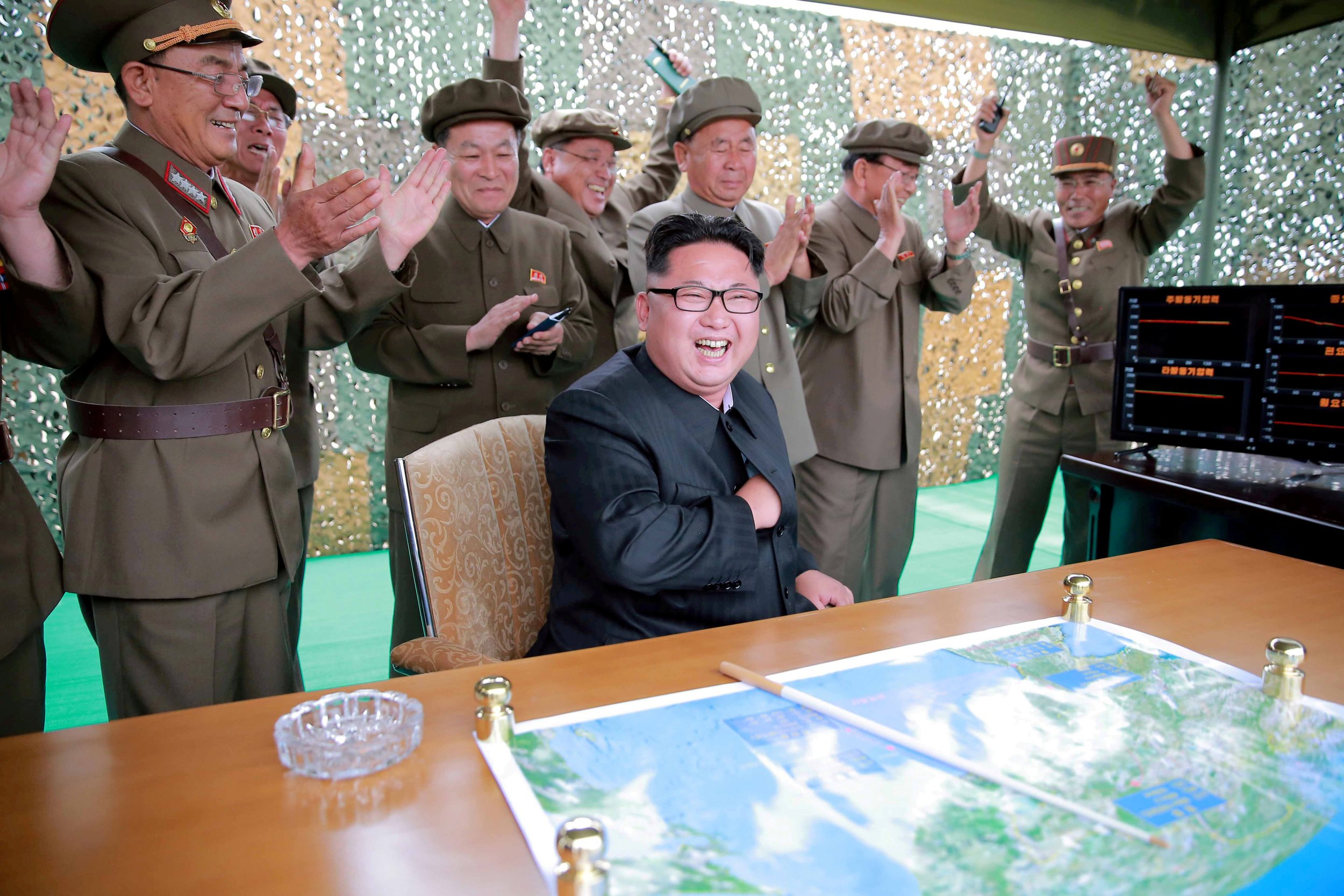 North Koreans celebrate
