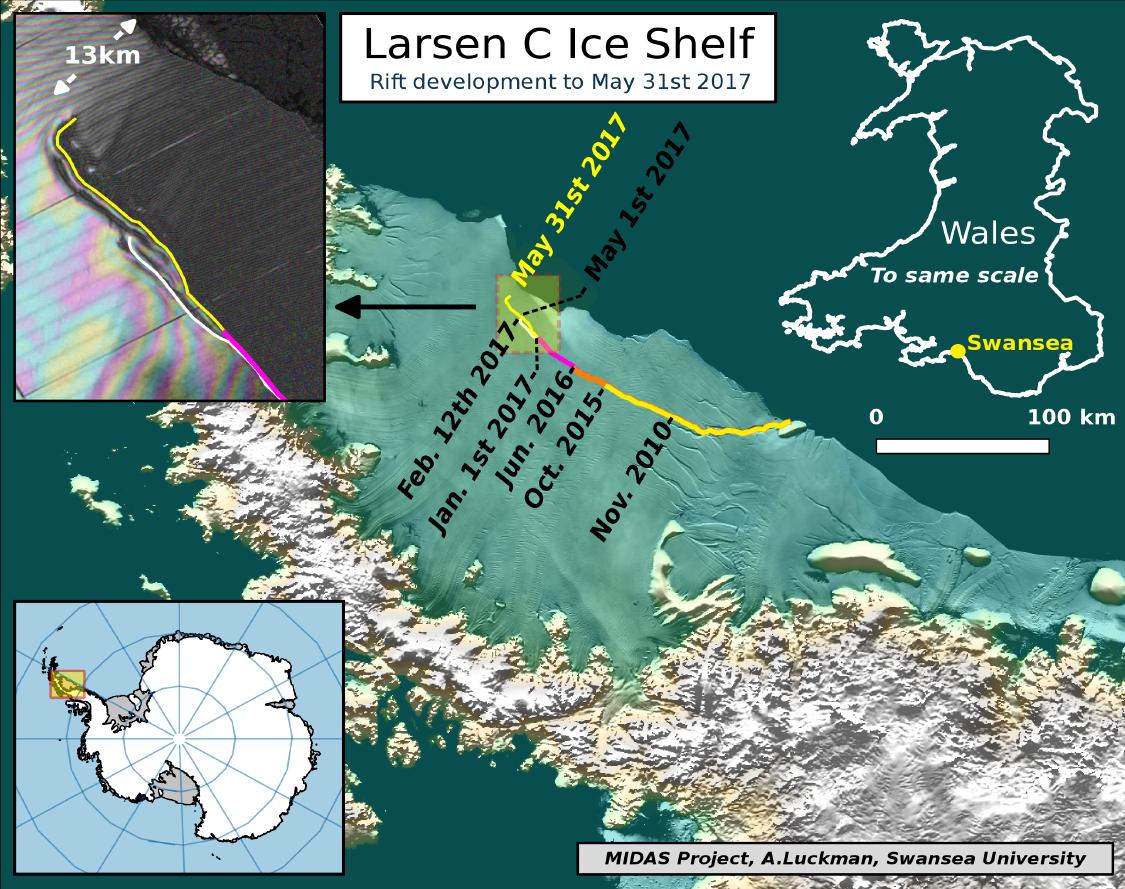 Giant Crack In Antarctica's Larsen C Ice Shelf Grew 11 Miles In Just 6 Days