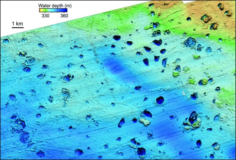 Hundreds of craters caused by methane gas