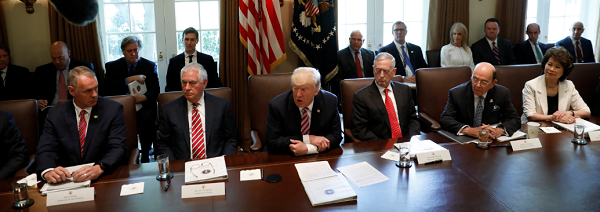 Trump holds first full cabinet meeting