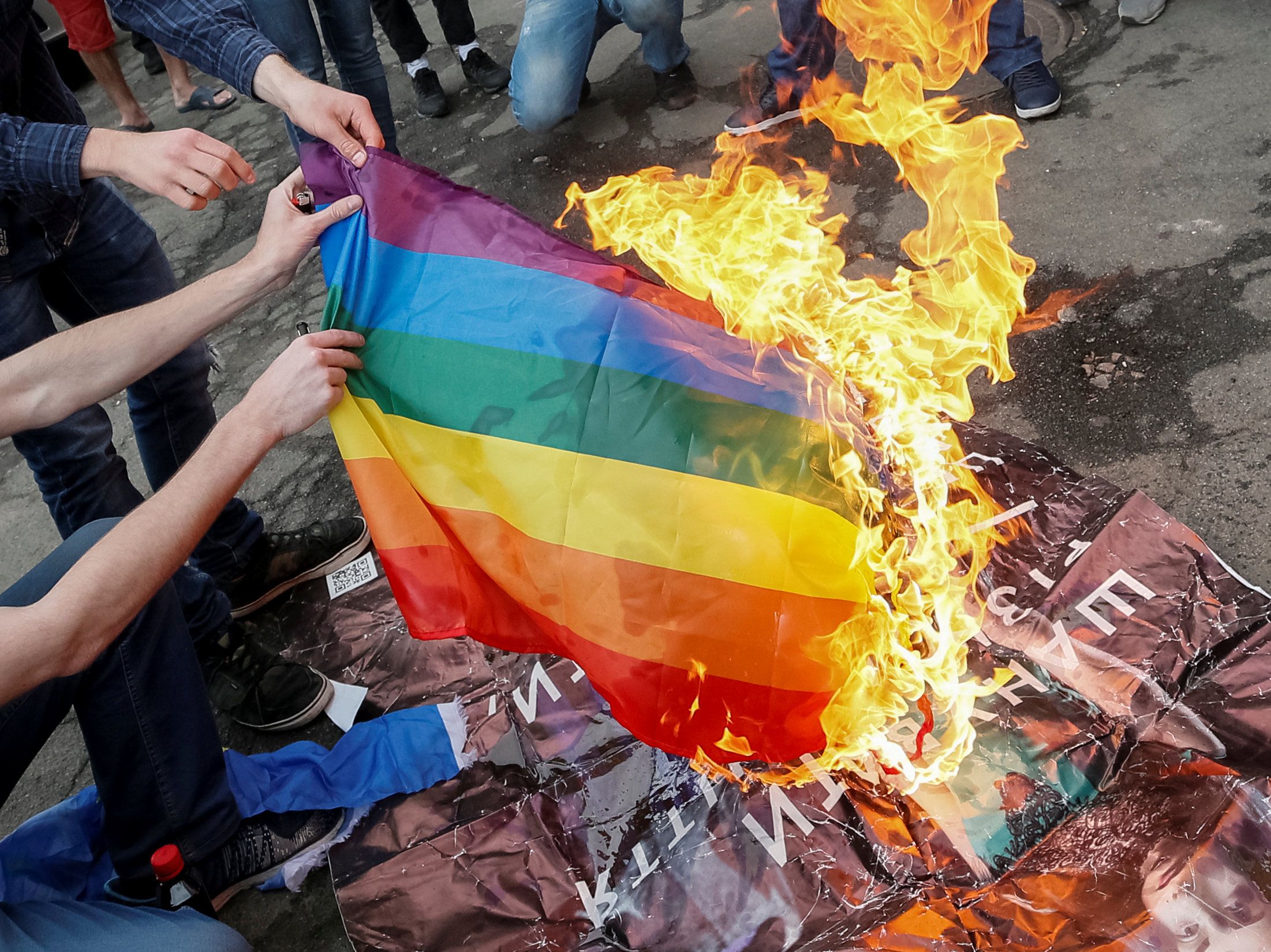 burning gay pride flag newsweek