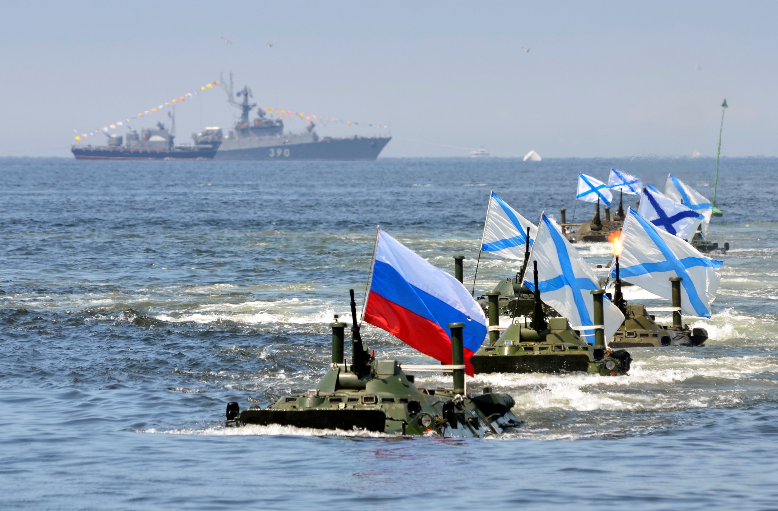 Russian navy day rehearsal