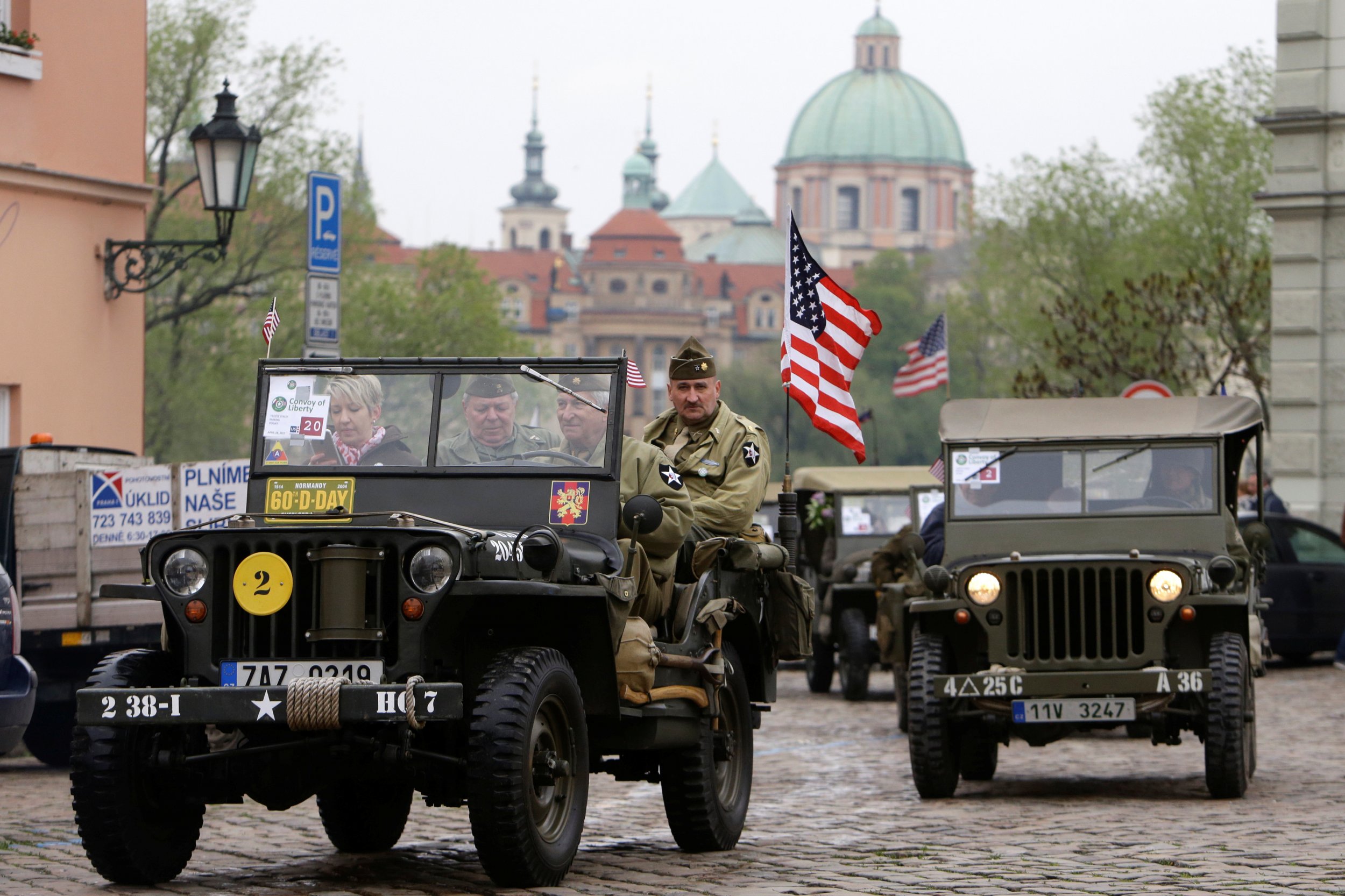 U.S. flag in Prague