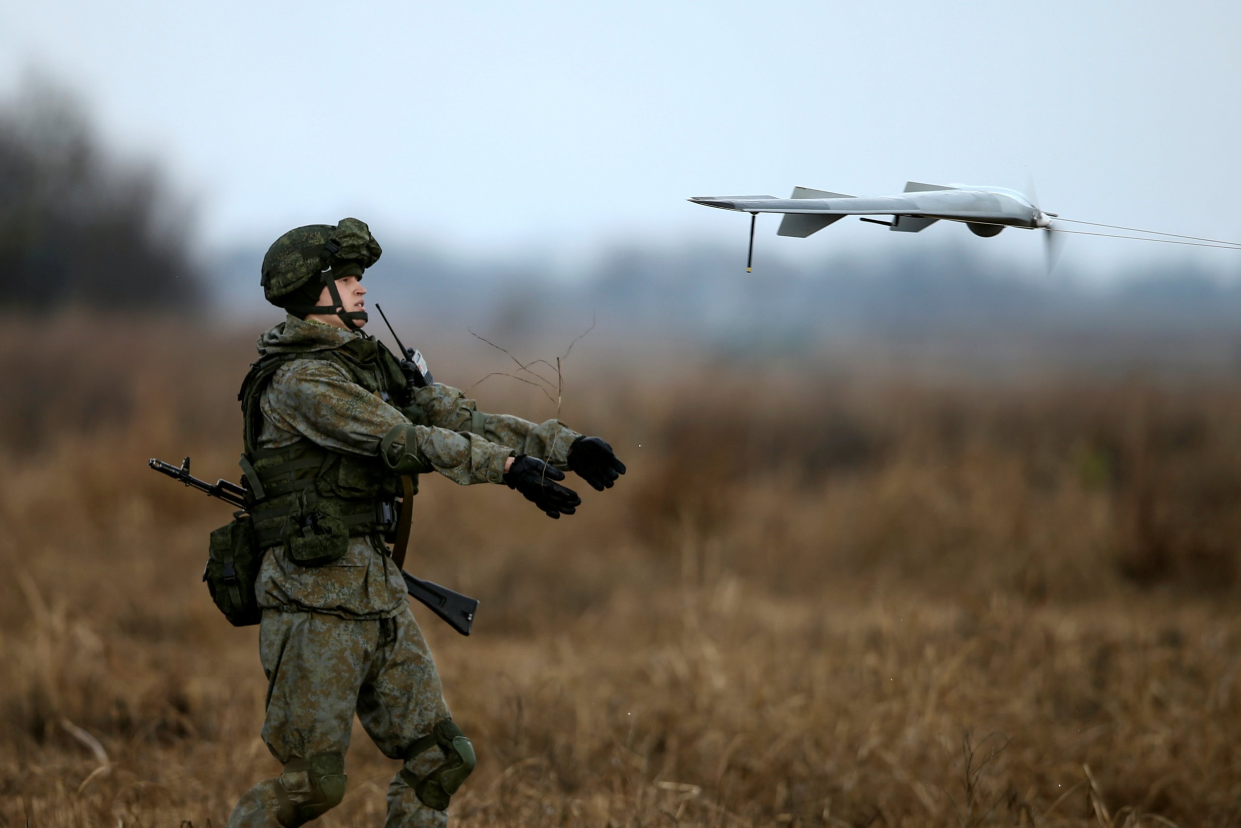 Russian soldier with drone