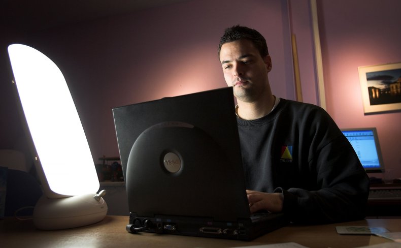 Man with light box