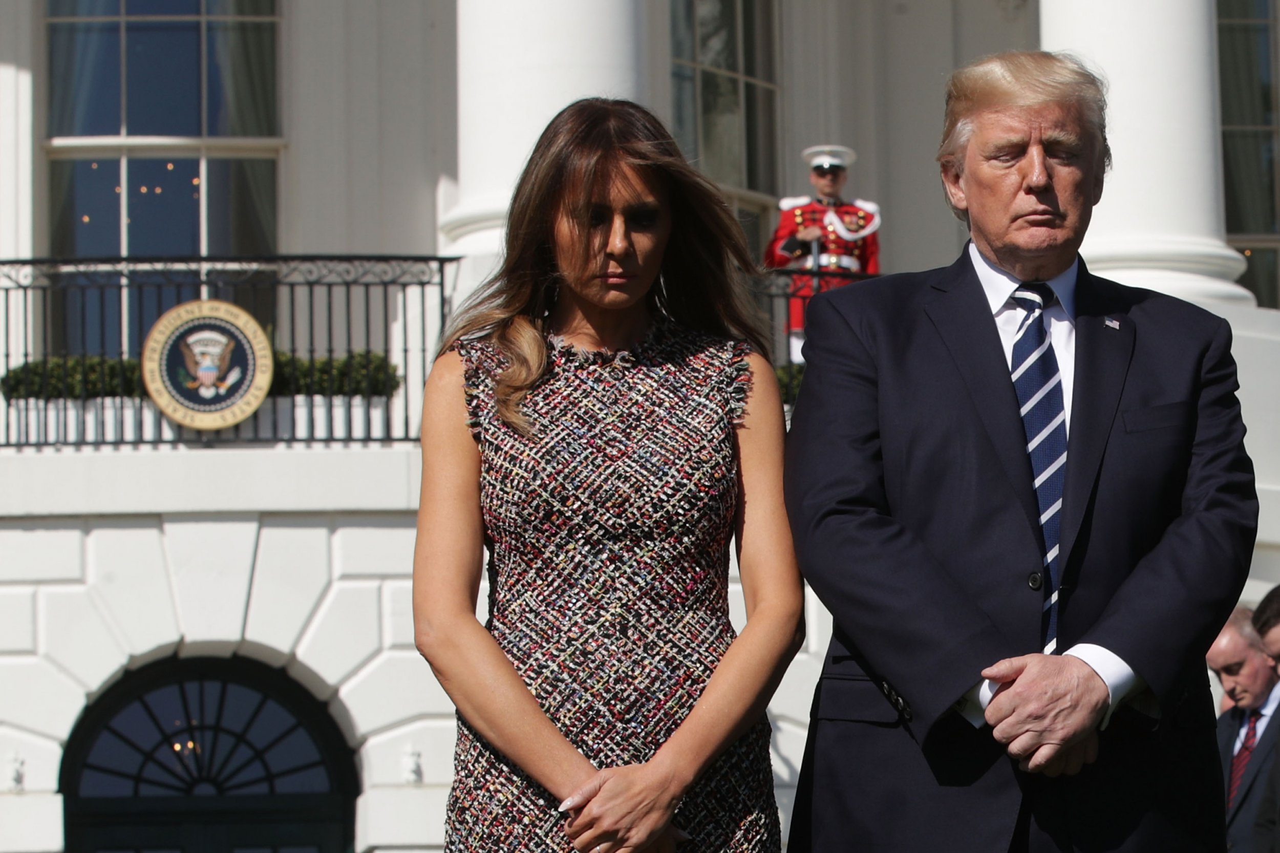 President Trump And First Lady Melania Trump Hold Moment Of Silence For Victims Of Las Vegas Shooting