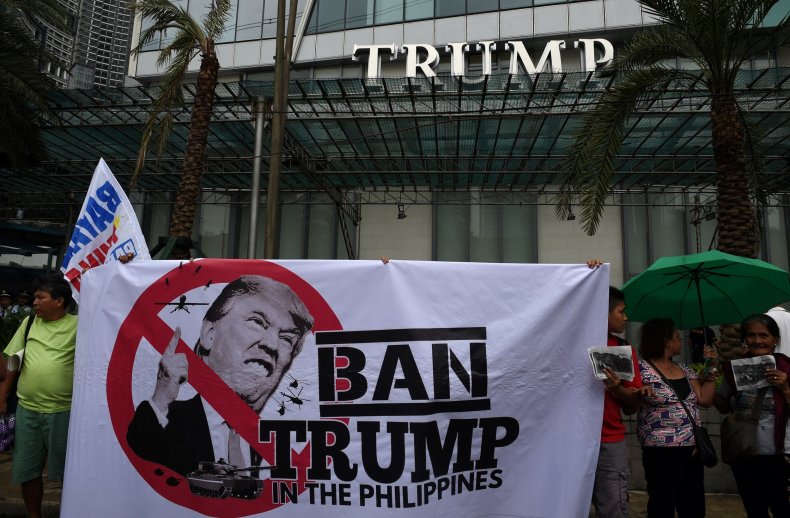 Trump protests Manila