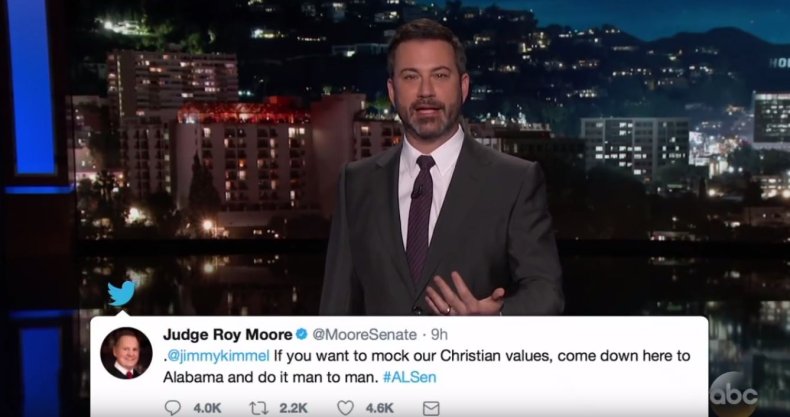 Jimmy Kimmel challenges Roy Moore to fight