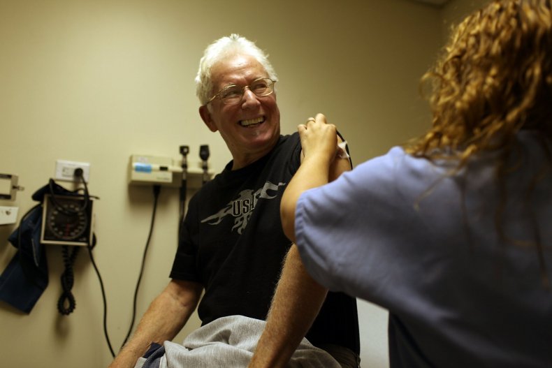 man getting flu shot
