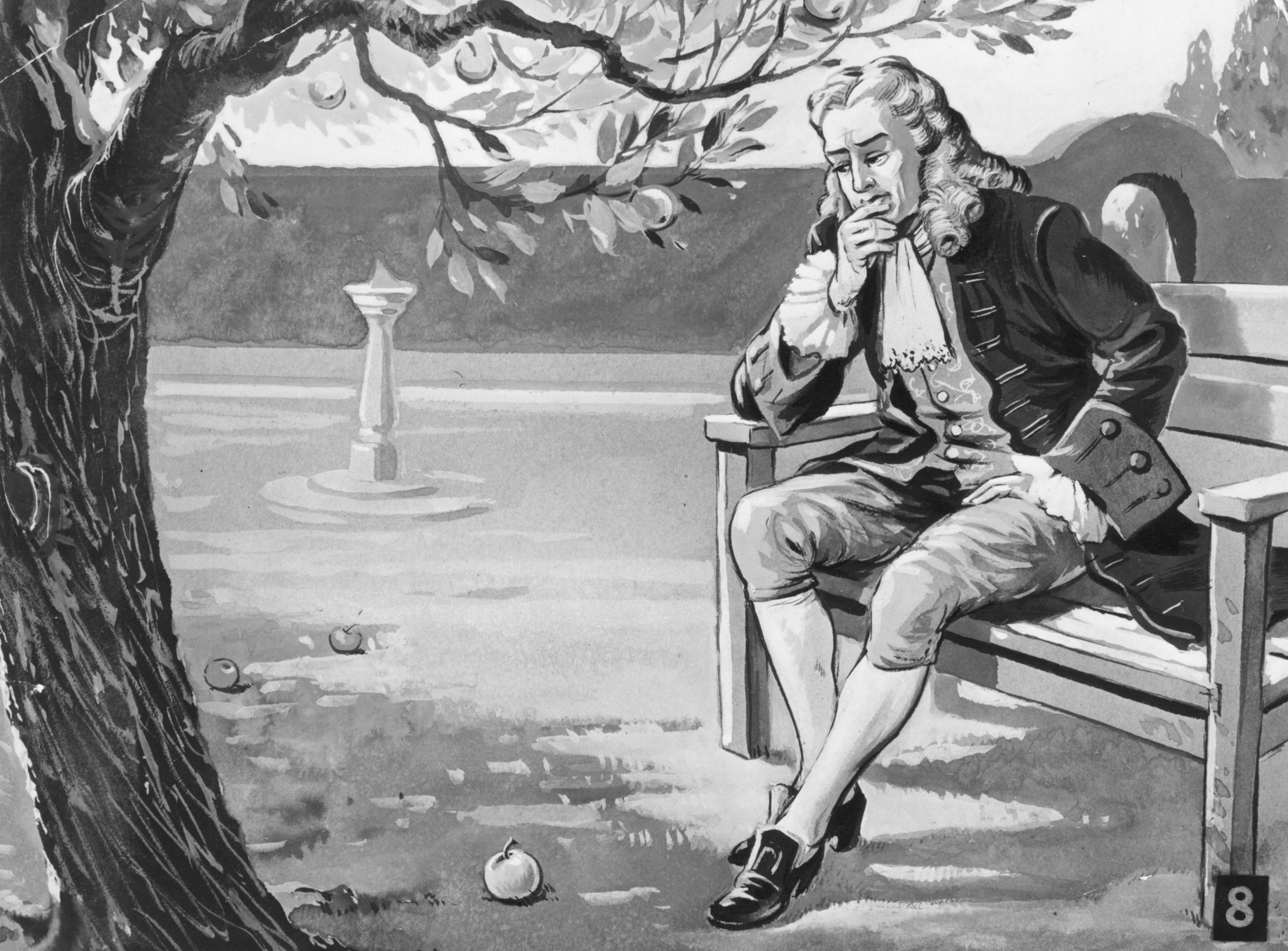 Sir Isaac Newton Under The Apple Tree Acrylic Print by Print Collector -  Photos.com
