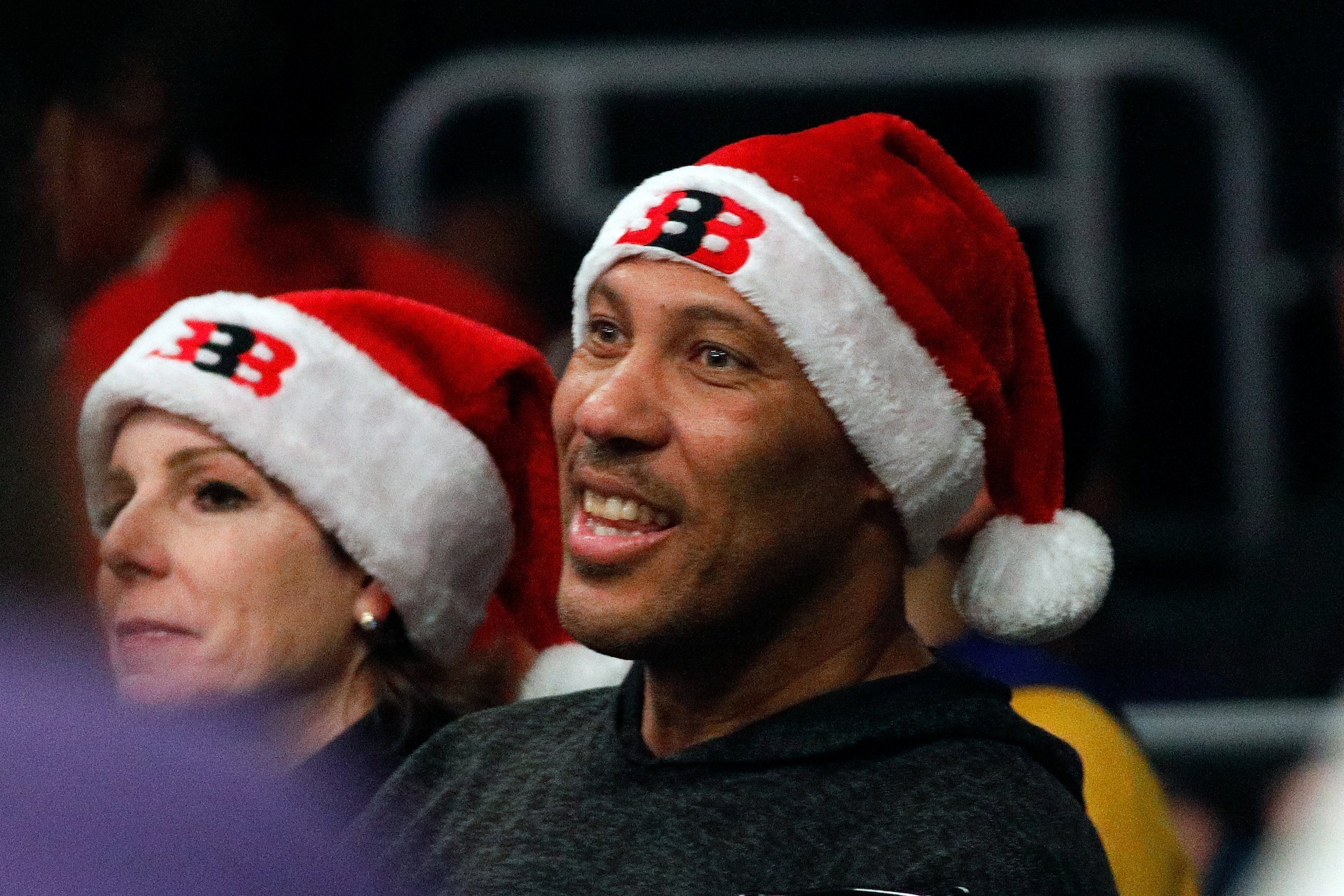 LaVar Ball, center, at Staples Center, Los Angeles.