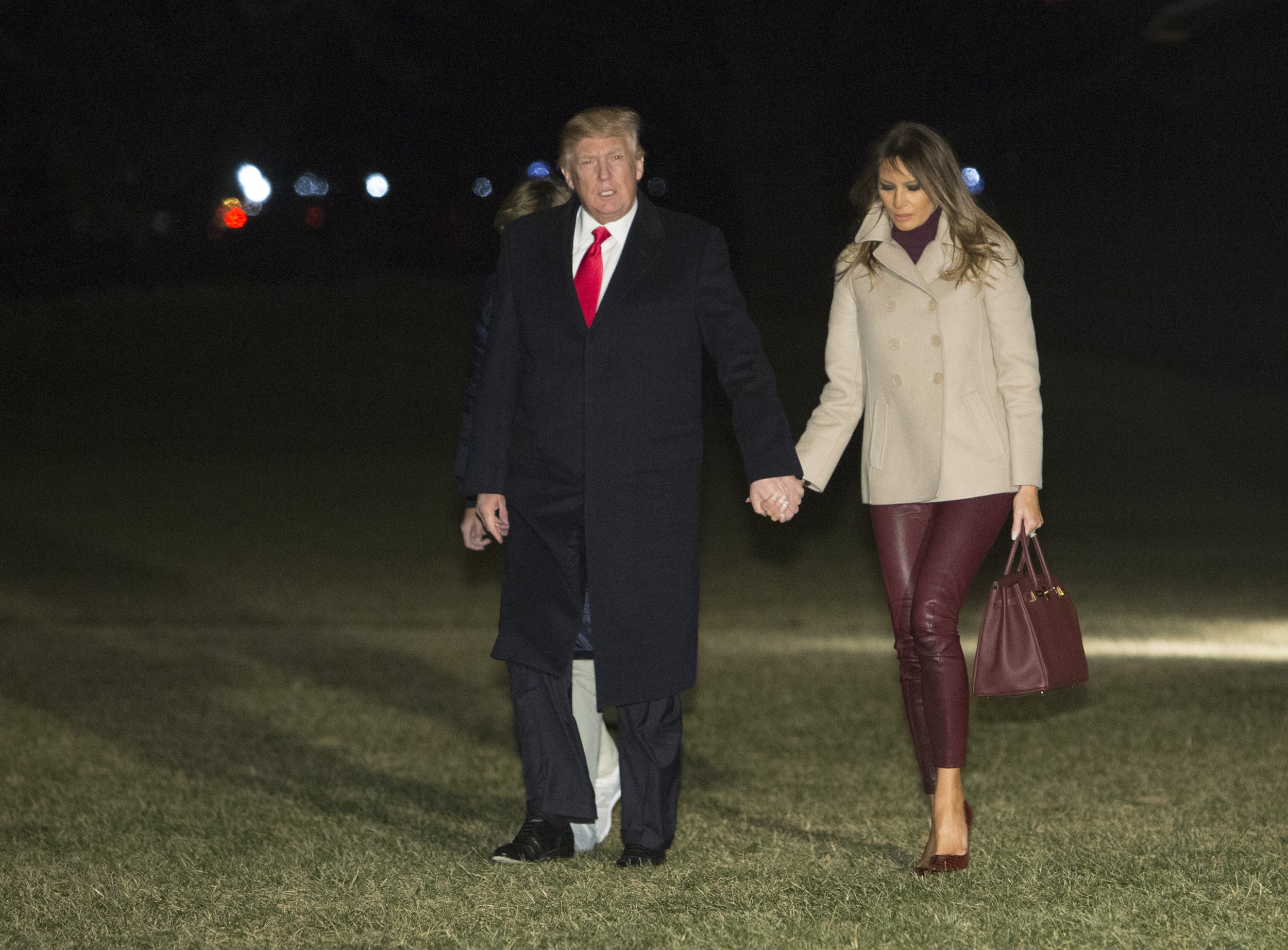 Melania Trump's skin-colored leather pants cause confusion