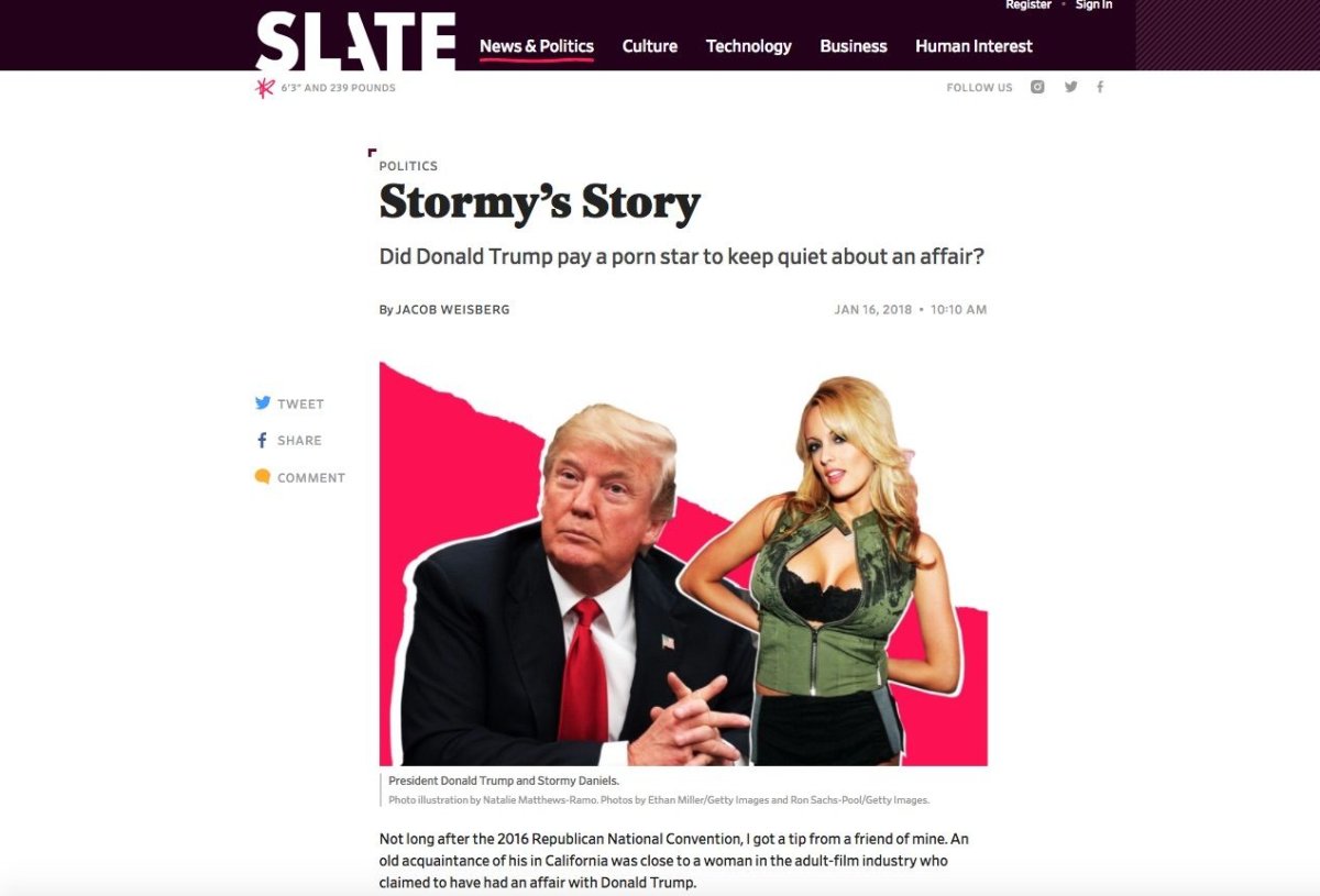 Slate's Jacob Weisberg writes about conversations with Stormy Daniels