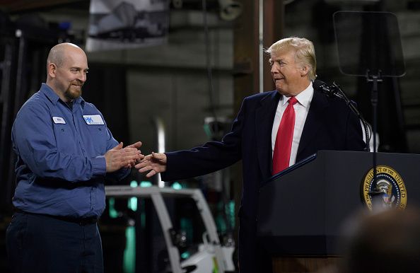 Trump at factory